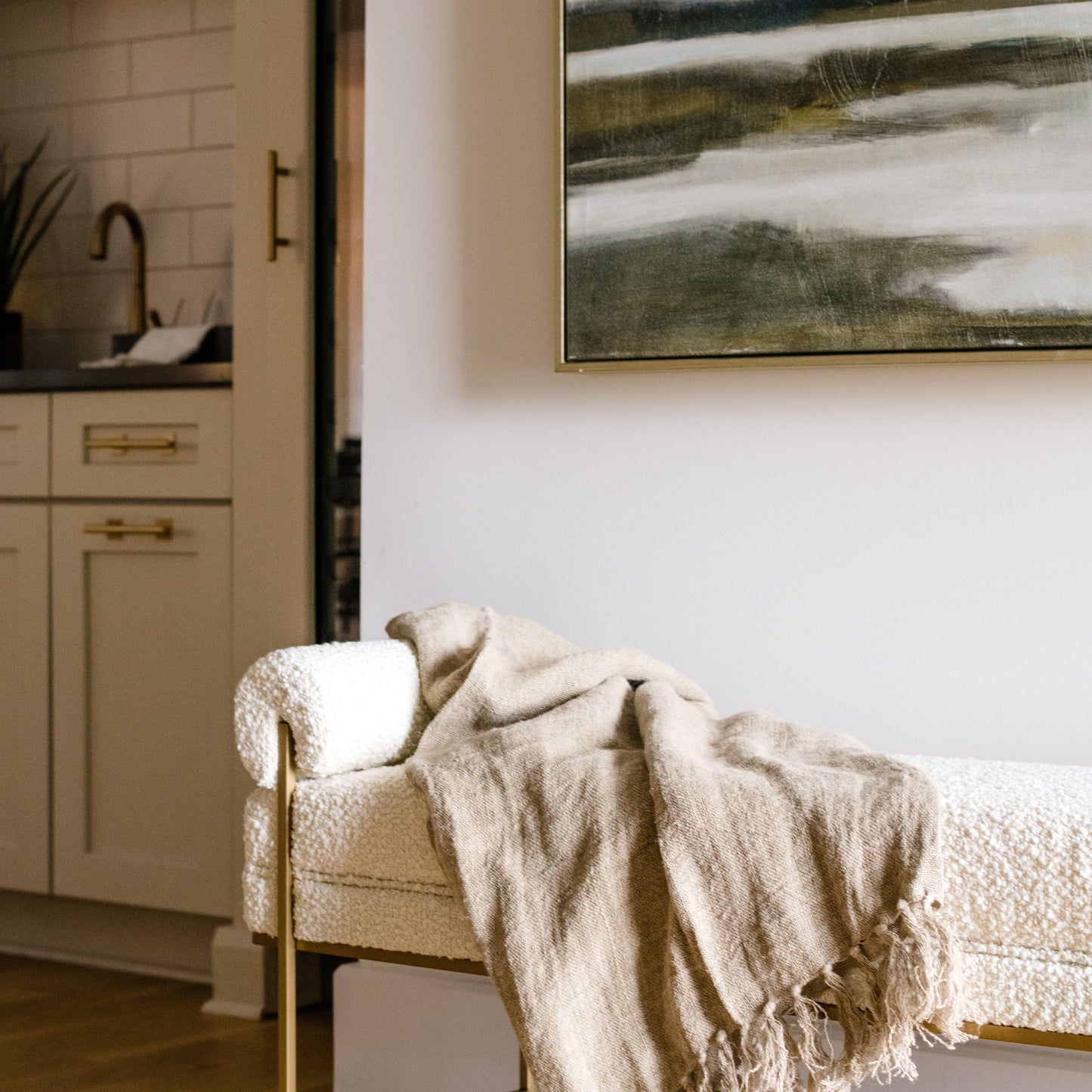 Boucle Bolster Bench.