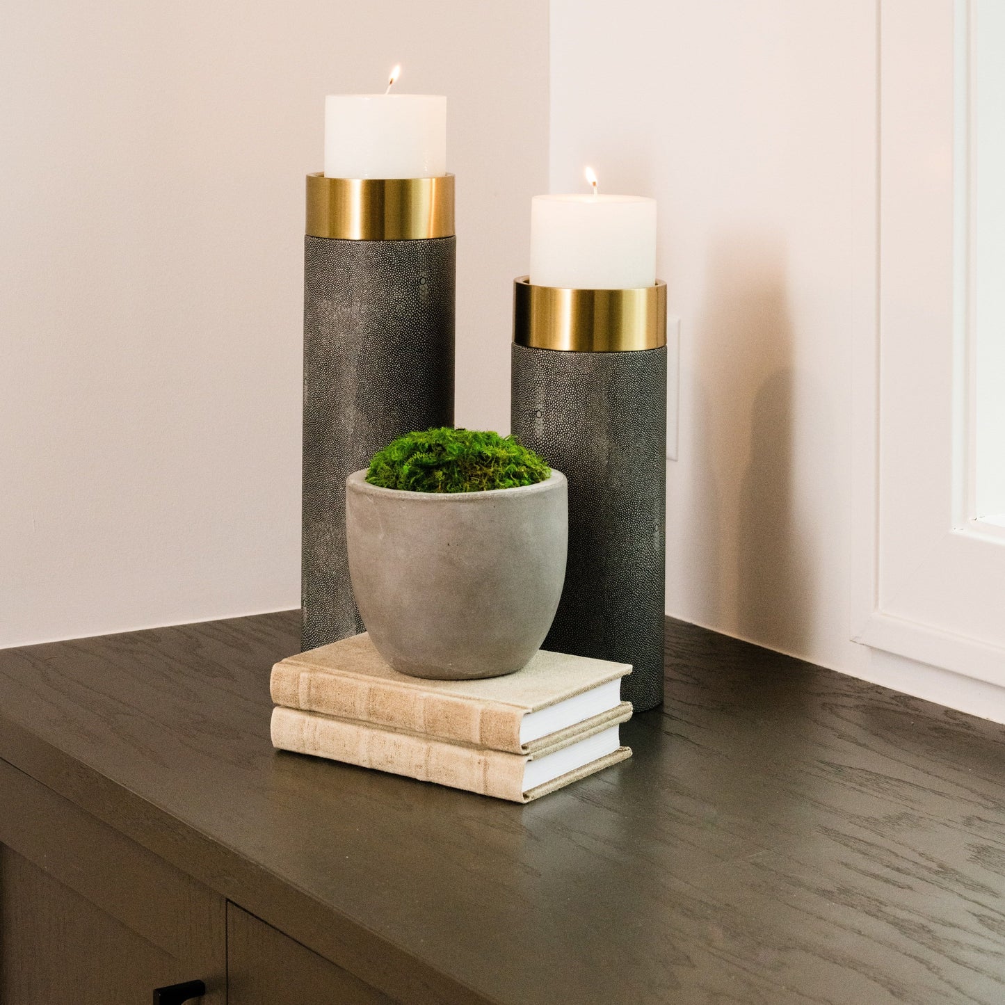 Wessex Grey Candleholders - Set of 2.