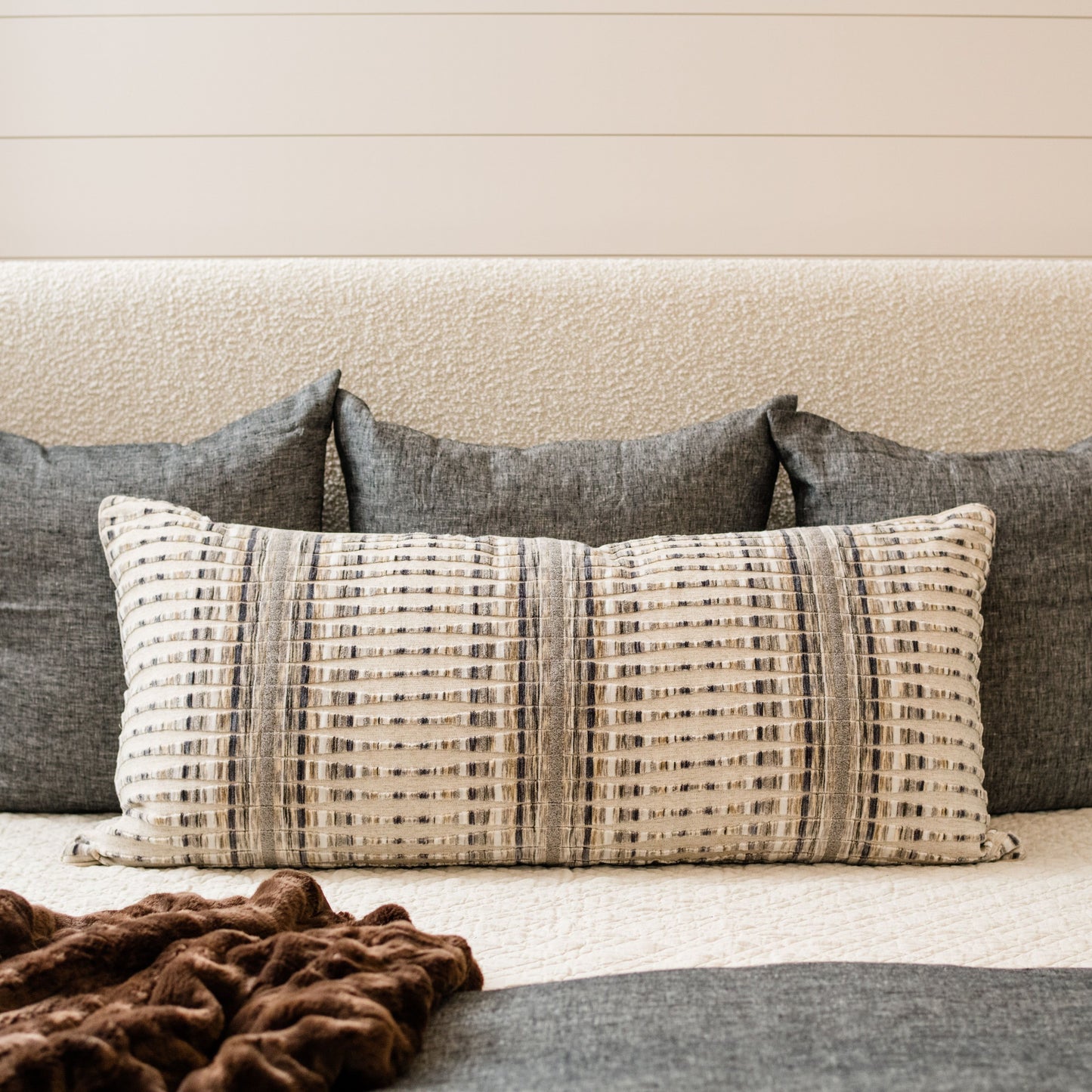 Knockout Sandstone Velvet Bed Pillow.