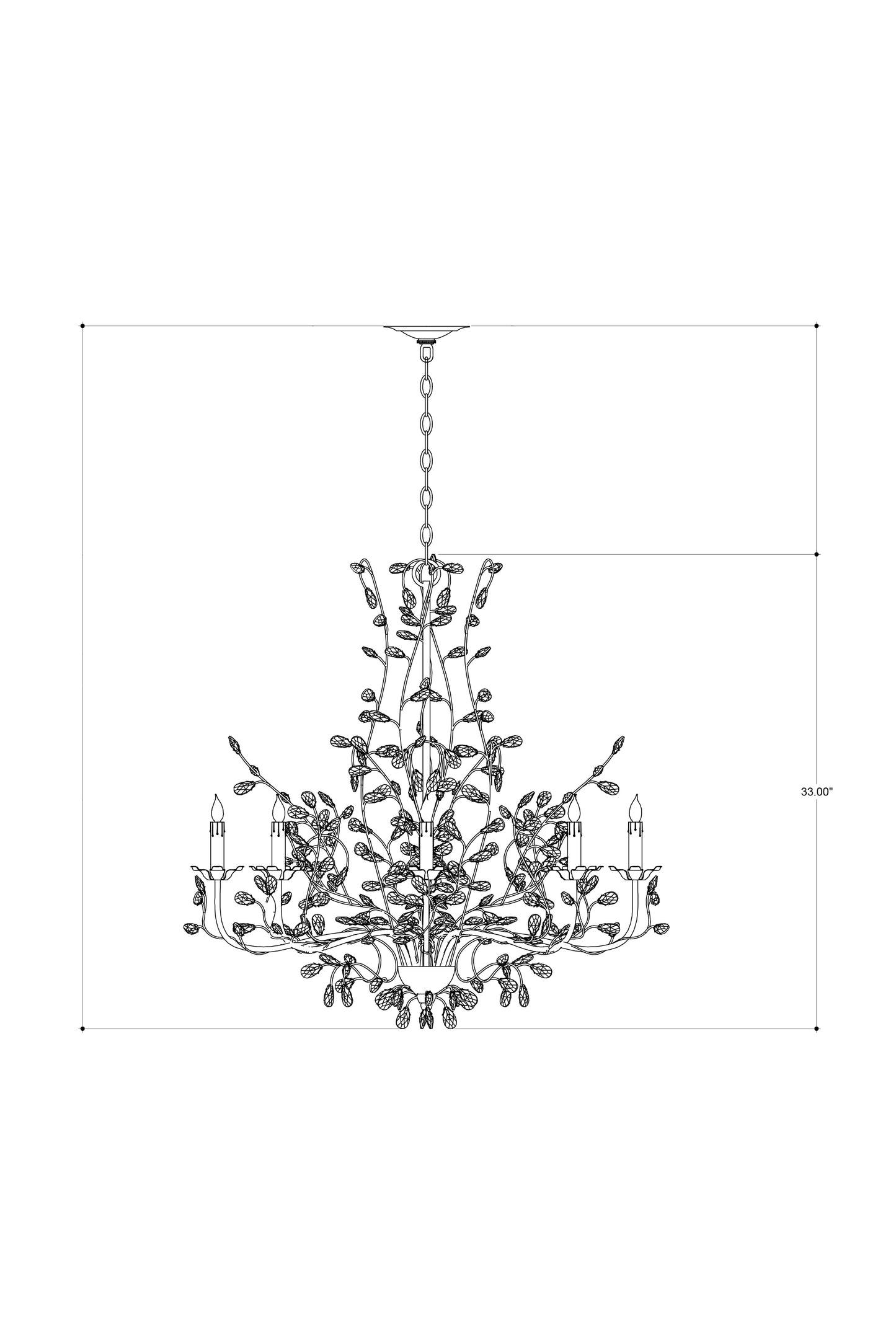 Crystal Bud Large Silver Chandelier.