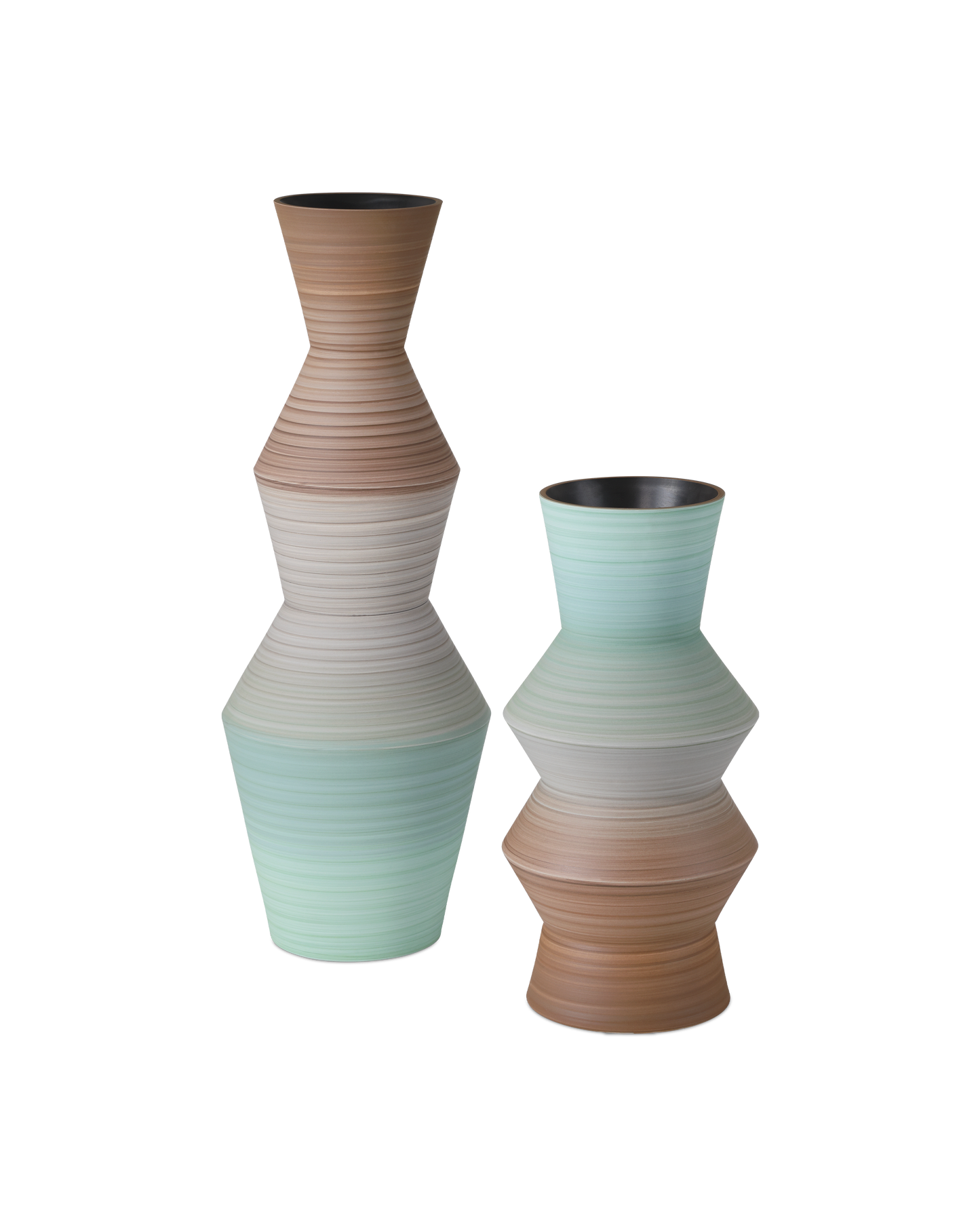 Happy 80's Brown & Pale Blue Vase Set of 2.