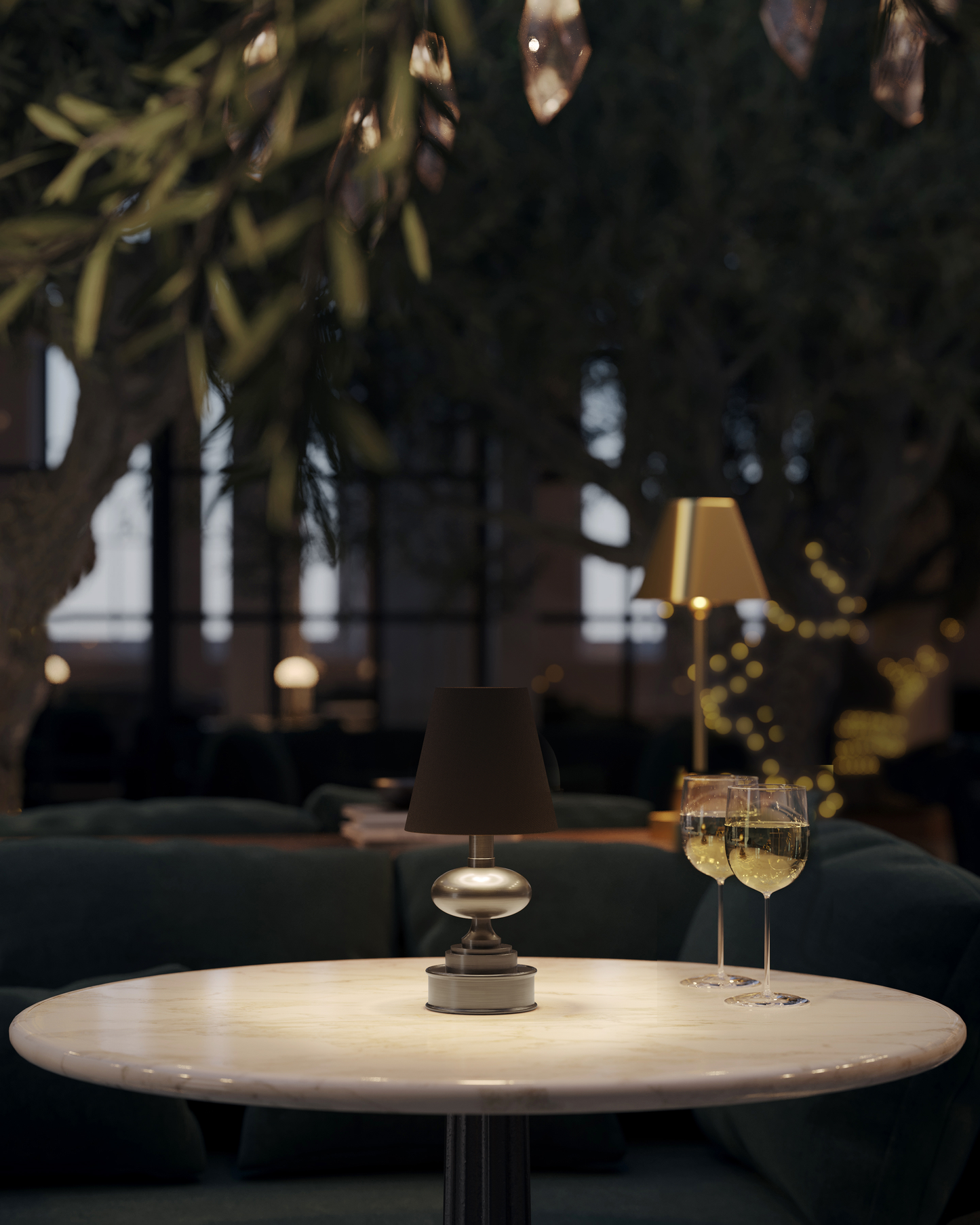 Galavant Nickel Cordless Table Lamp.