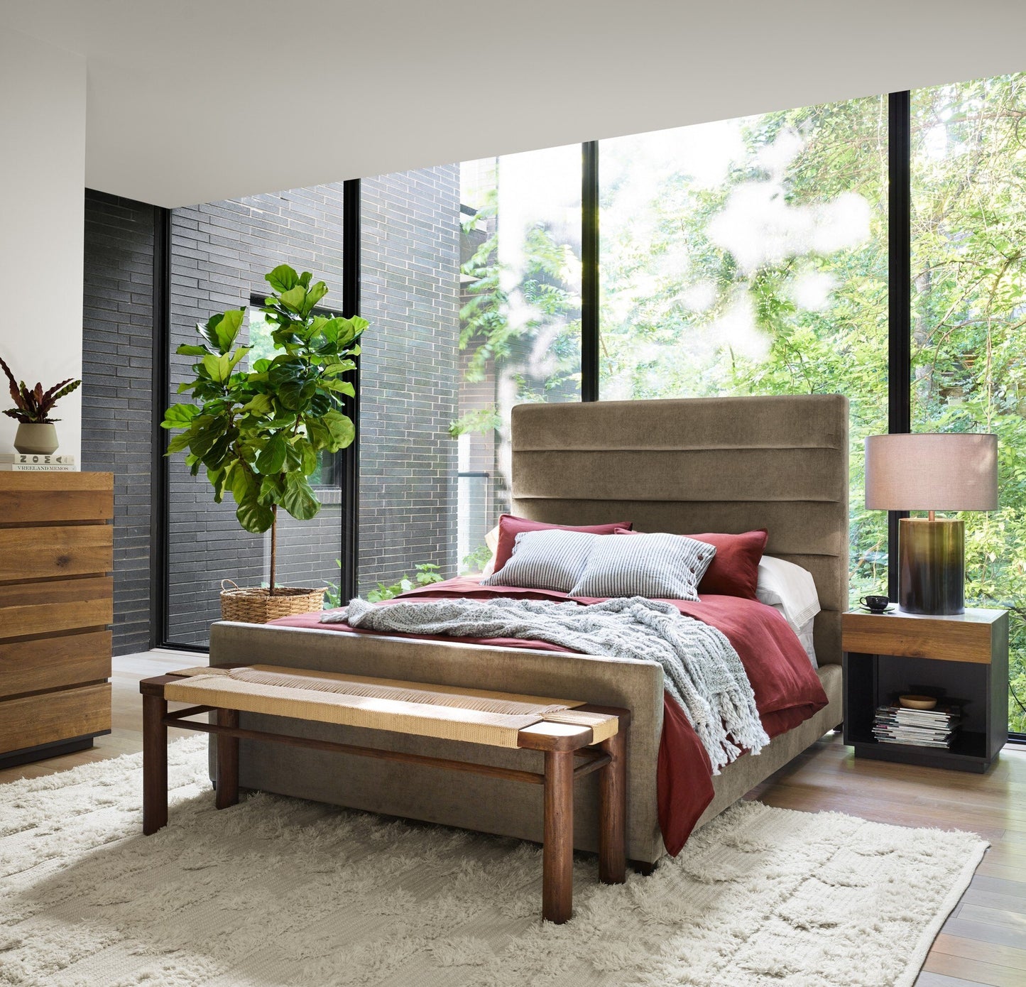 Daphne Queen Bed - Sage Worn Velvet.