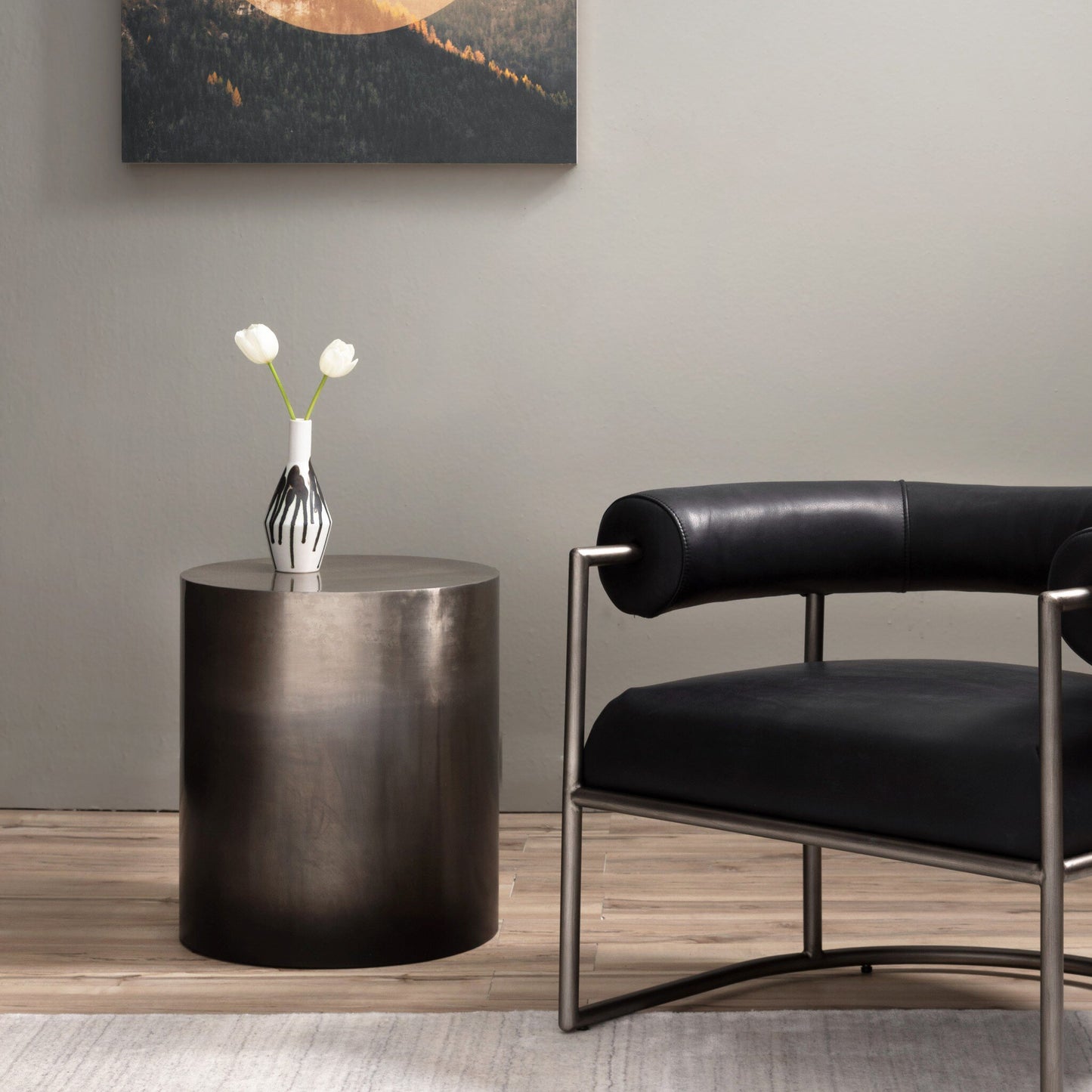 Cameron End Table - Ombre Antique Pewter.