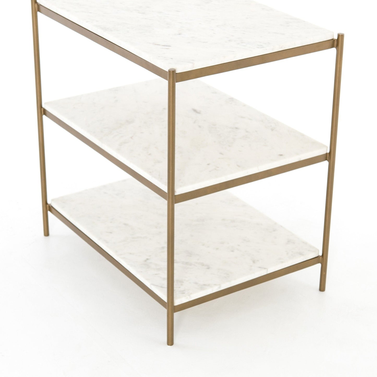 Felix Nightstand - Polished White Marble.