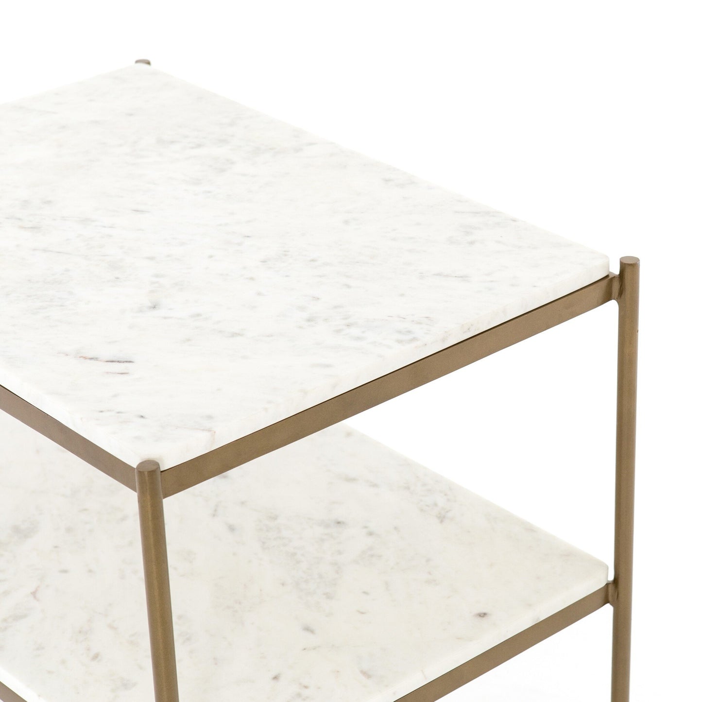 Felix Nightstand - Polished White Marble.