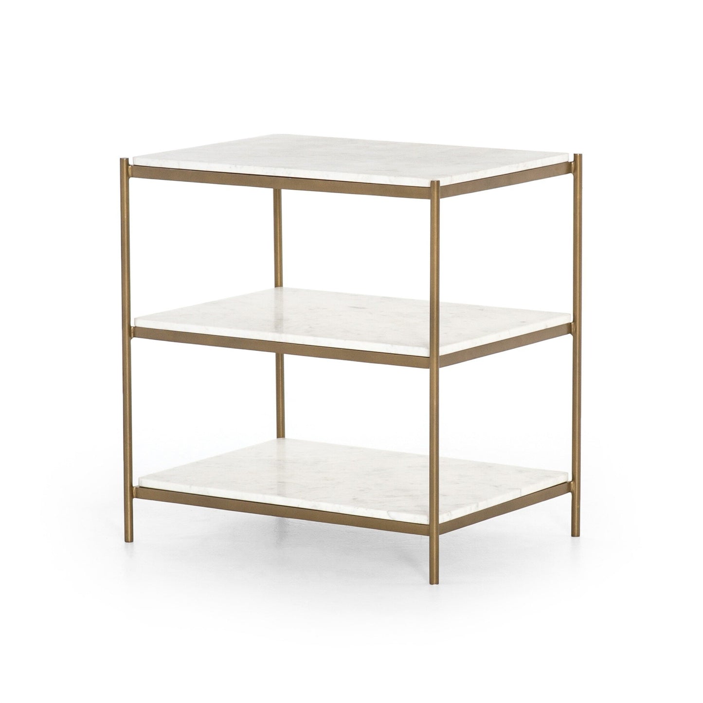 Felix Nightstand - Polished White Marble.