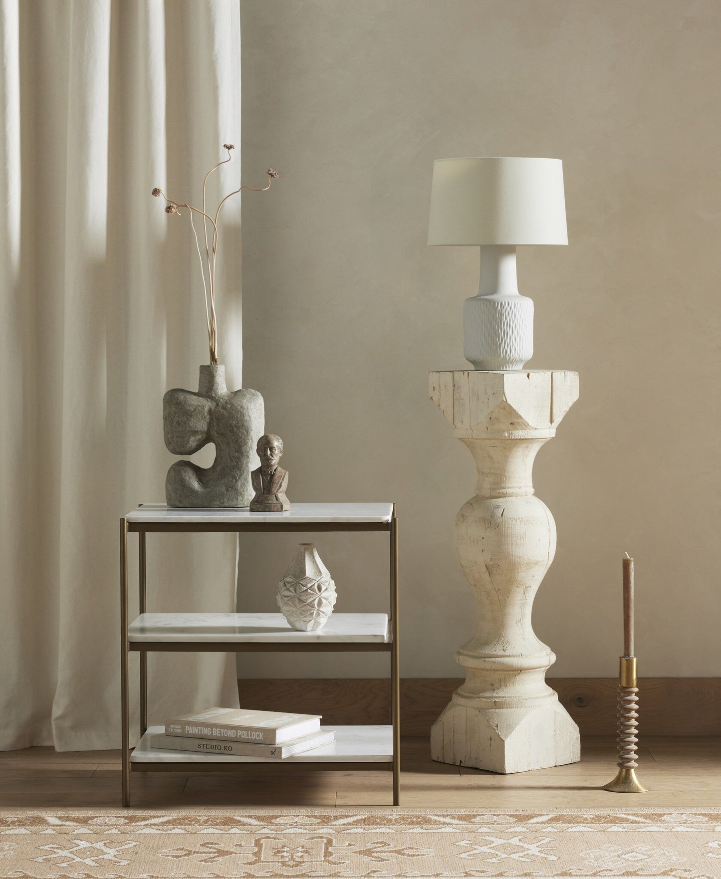 Felix Nightstand - Polished White Marble.