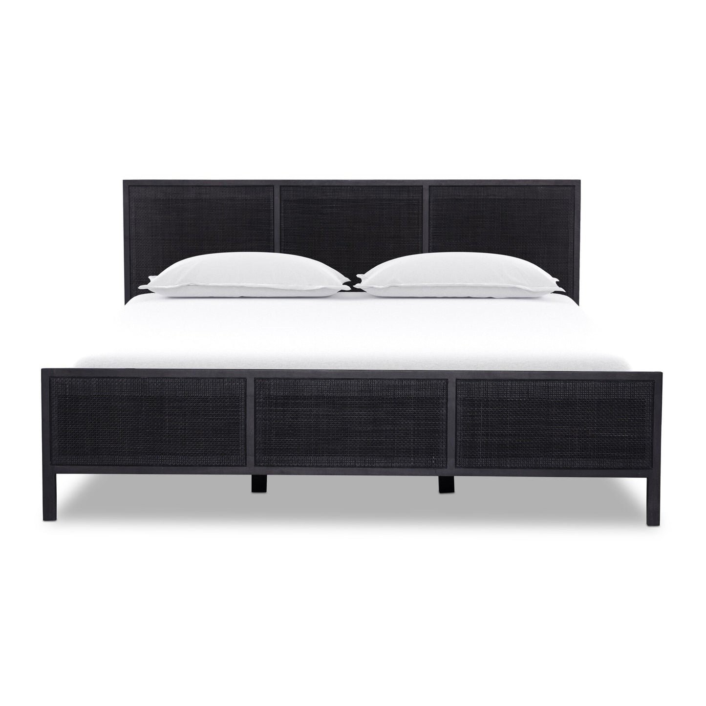 Sydney King Bed - Black Wash with Black Cane.