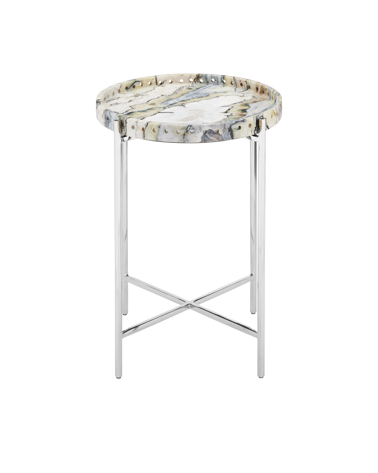 Freya Floral Jade Marble Accent Table.