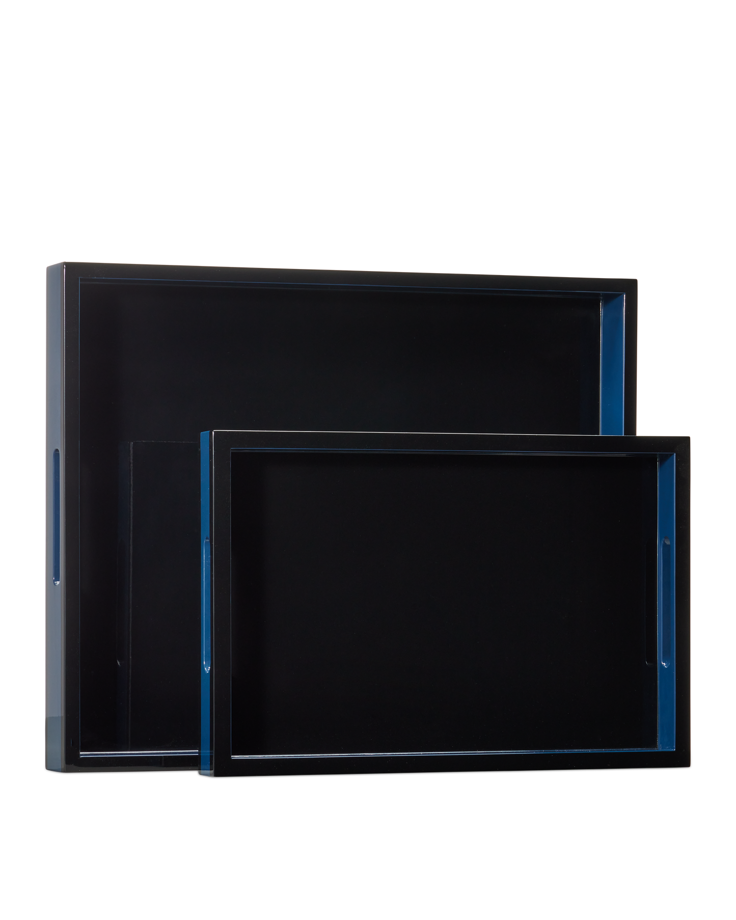 Navy Lacquer Tray Set of 2.