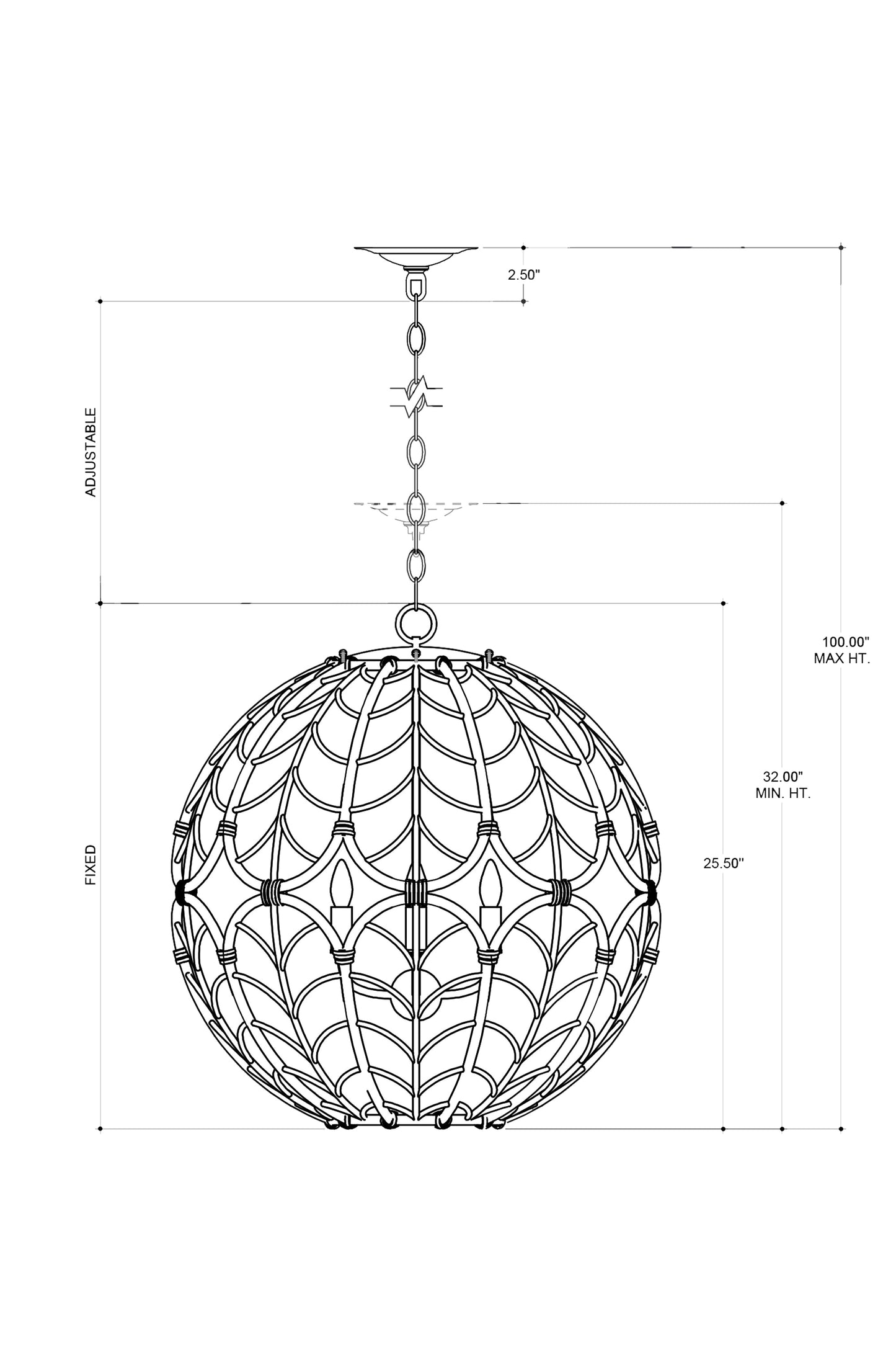 Cape Verde Orb Chandelier.