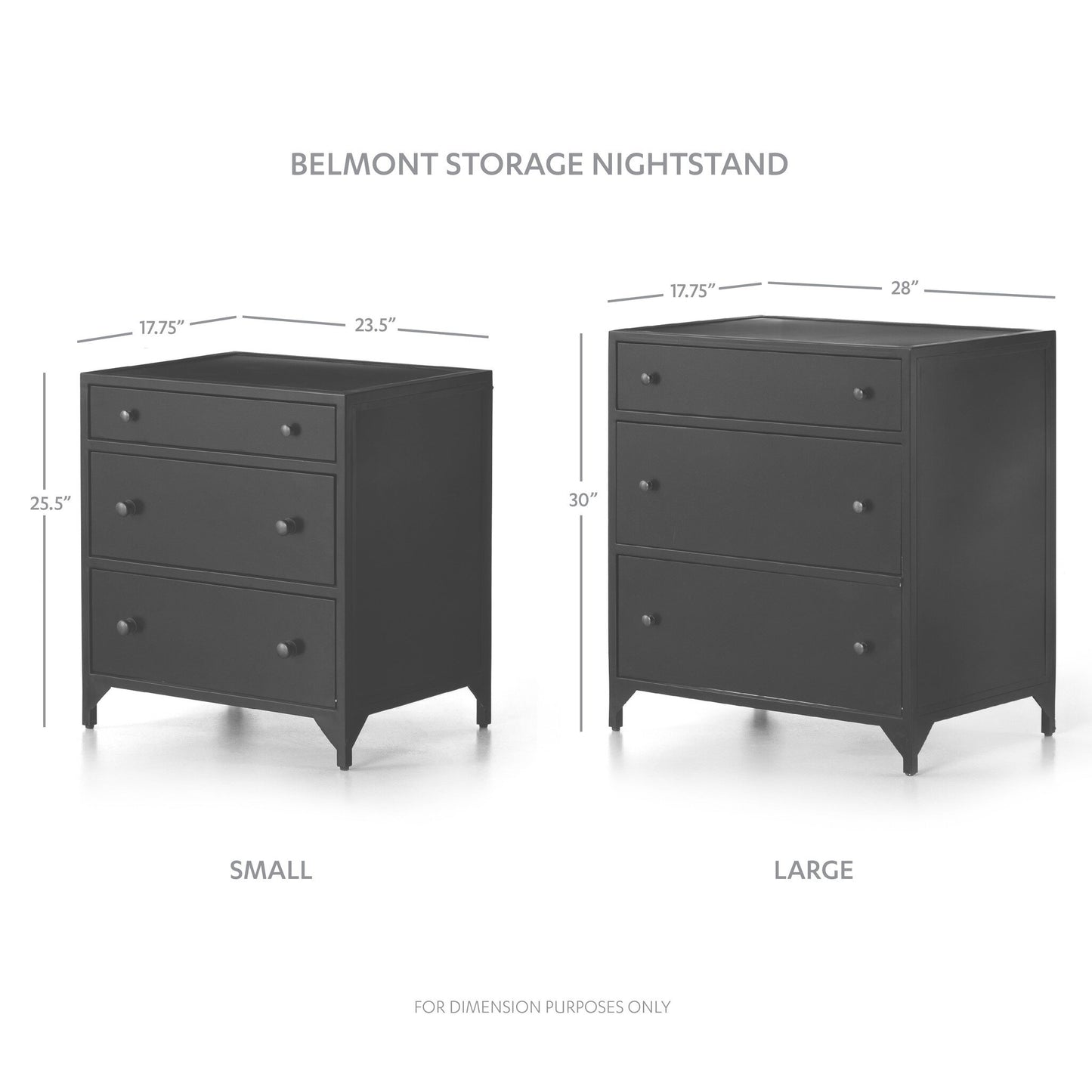 Belmont Large Storage Nightstand - Black.