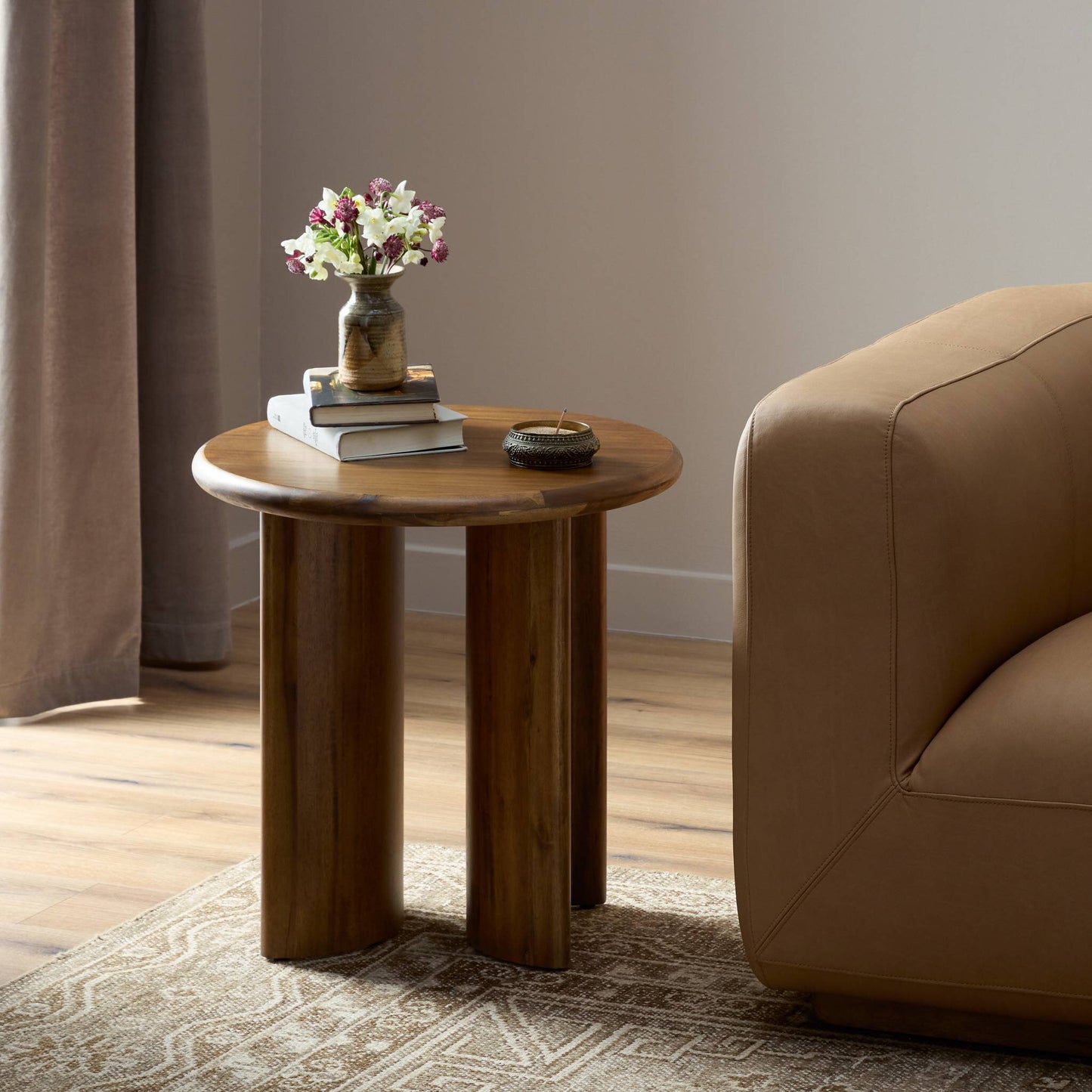 Paden End Table - Seasoned Brown Acacia.