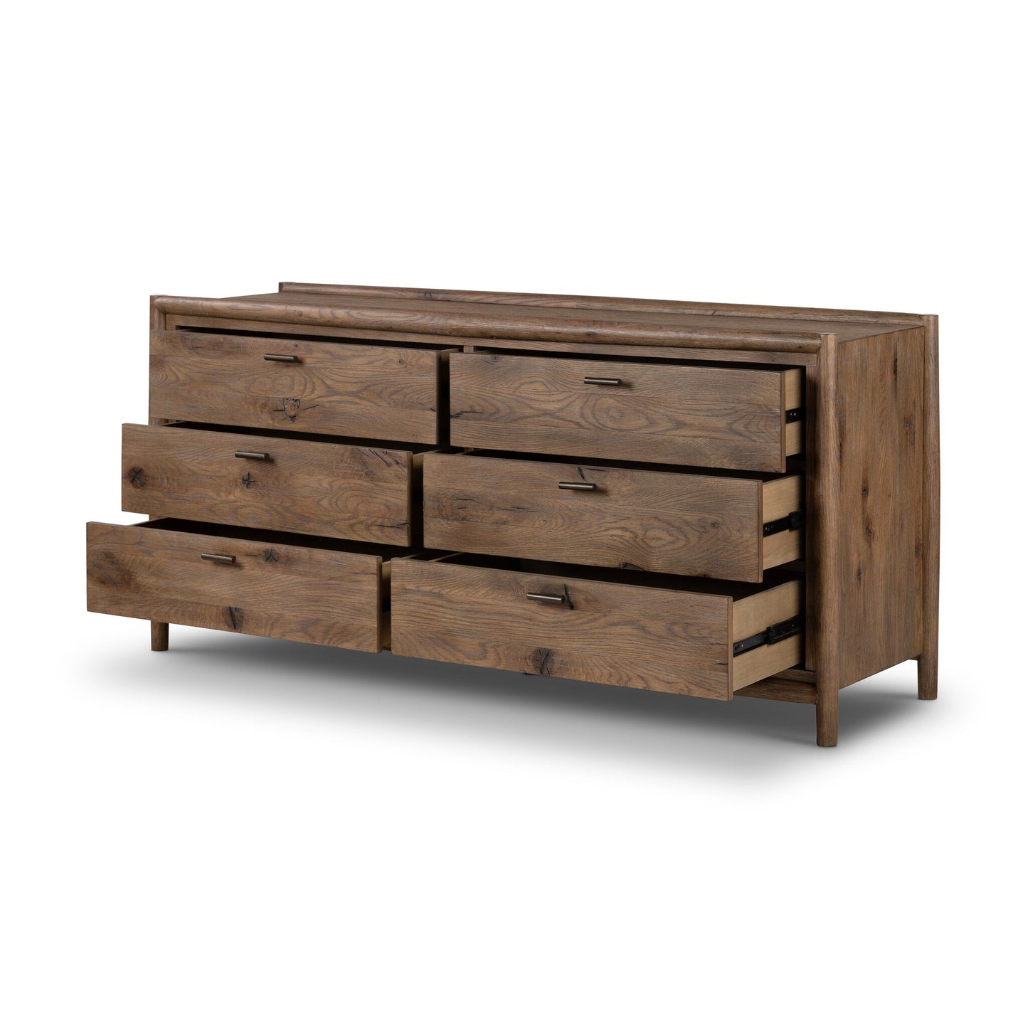 Glenview 6 Drawer Dresser - Weathered Oak Veneer.