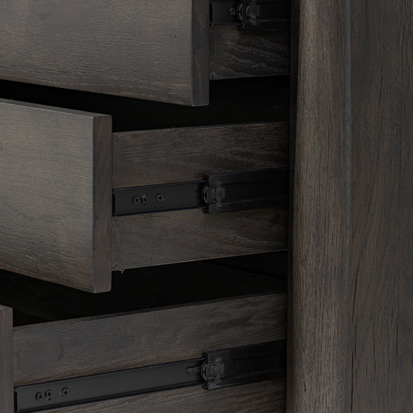 Glenview Nightstand - Cracked Smoked Black Veneer.