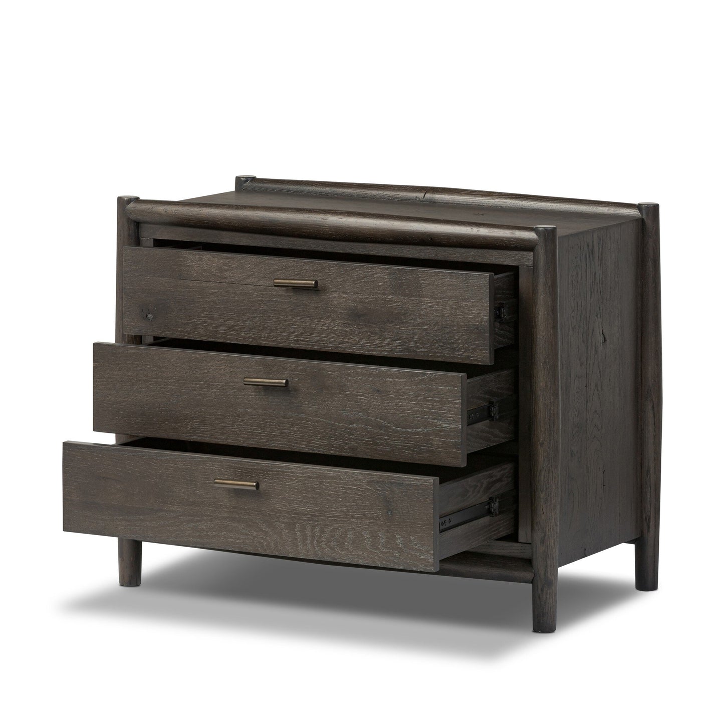 Glenview Nightstand - Cracked Smoked Black Veneer.