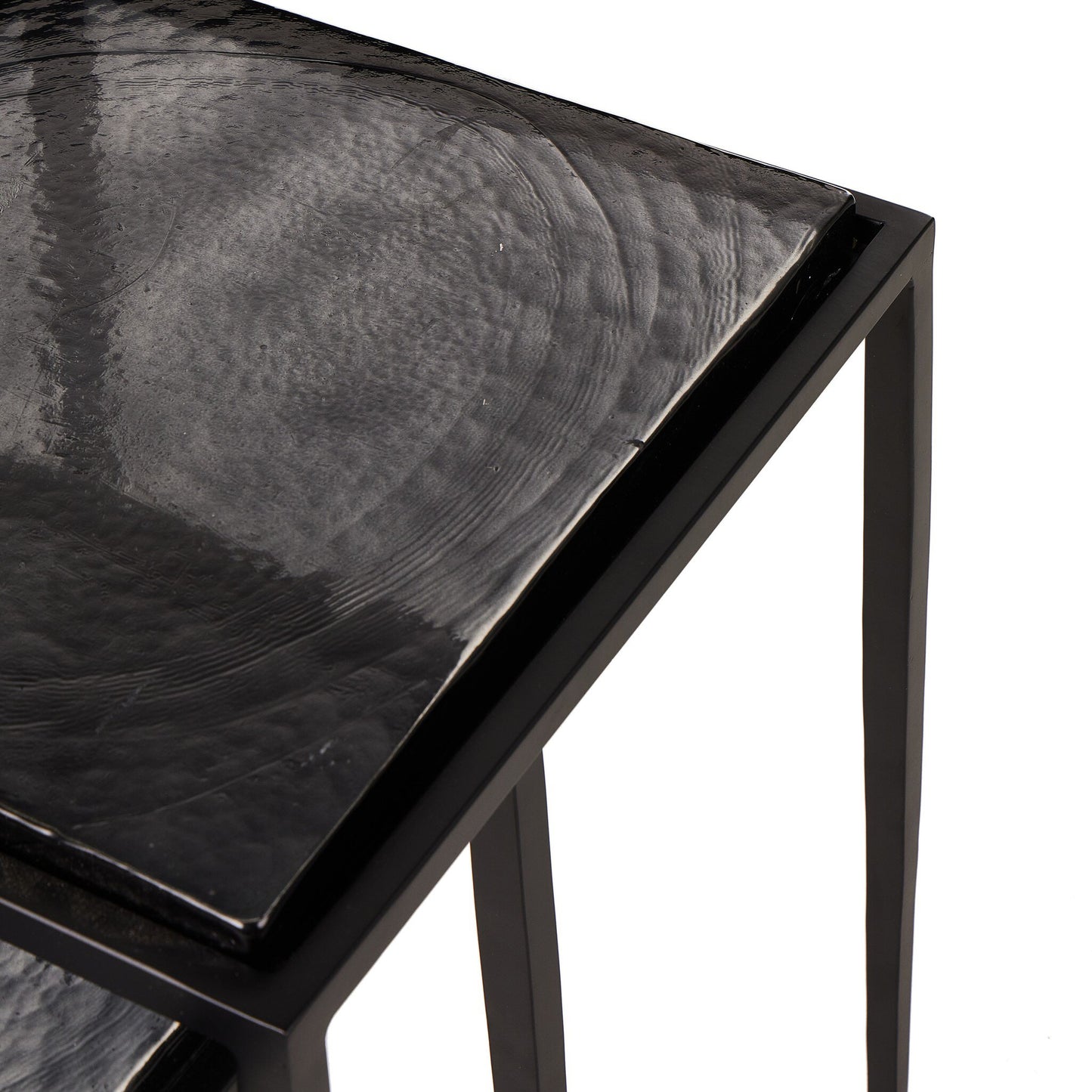 Dalston Nesting End Table Set - Smoked Black Cast Glass.