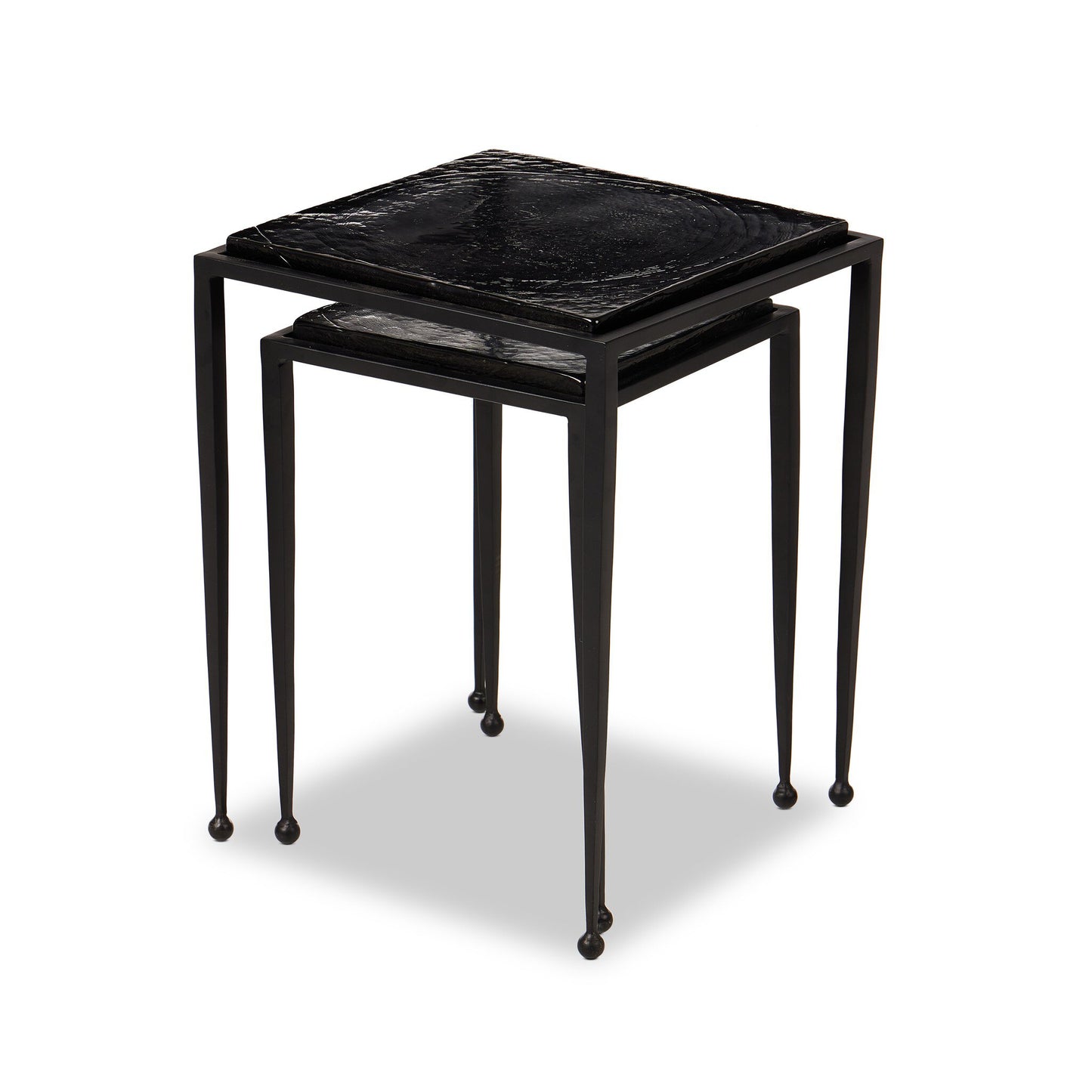 Dalston Nesting End Table Set - Smoked Black Cast Glass.