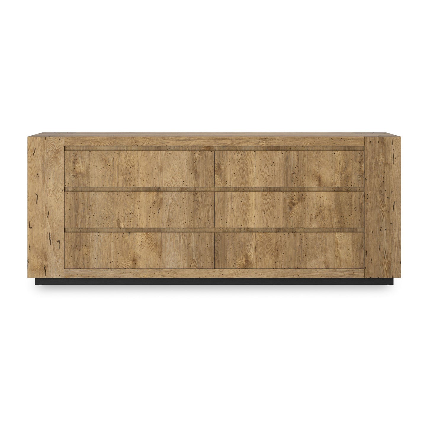 Abaso 6-Drawer Dresser - Rustic Wormwood Oak.