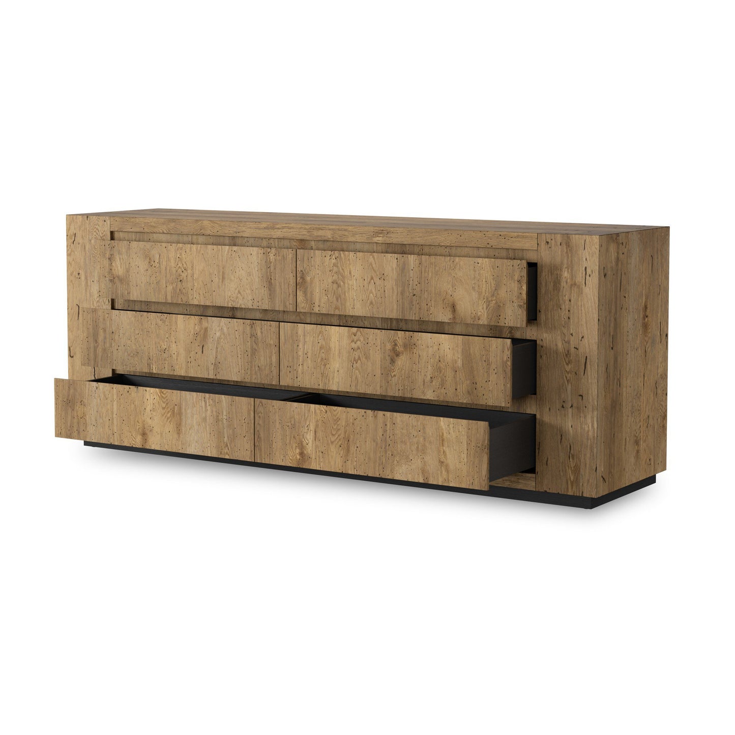 Abaso 6-Drawer Dresser - Rustic Wormwood Oak.
