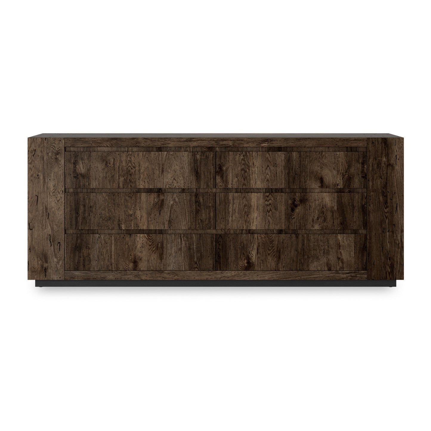 Abaso 6-Drawer Dresser - Ebony Rustic Wormwood Oak.