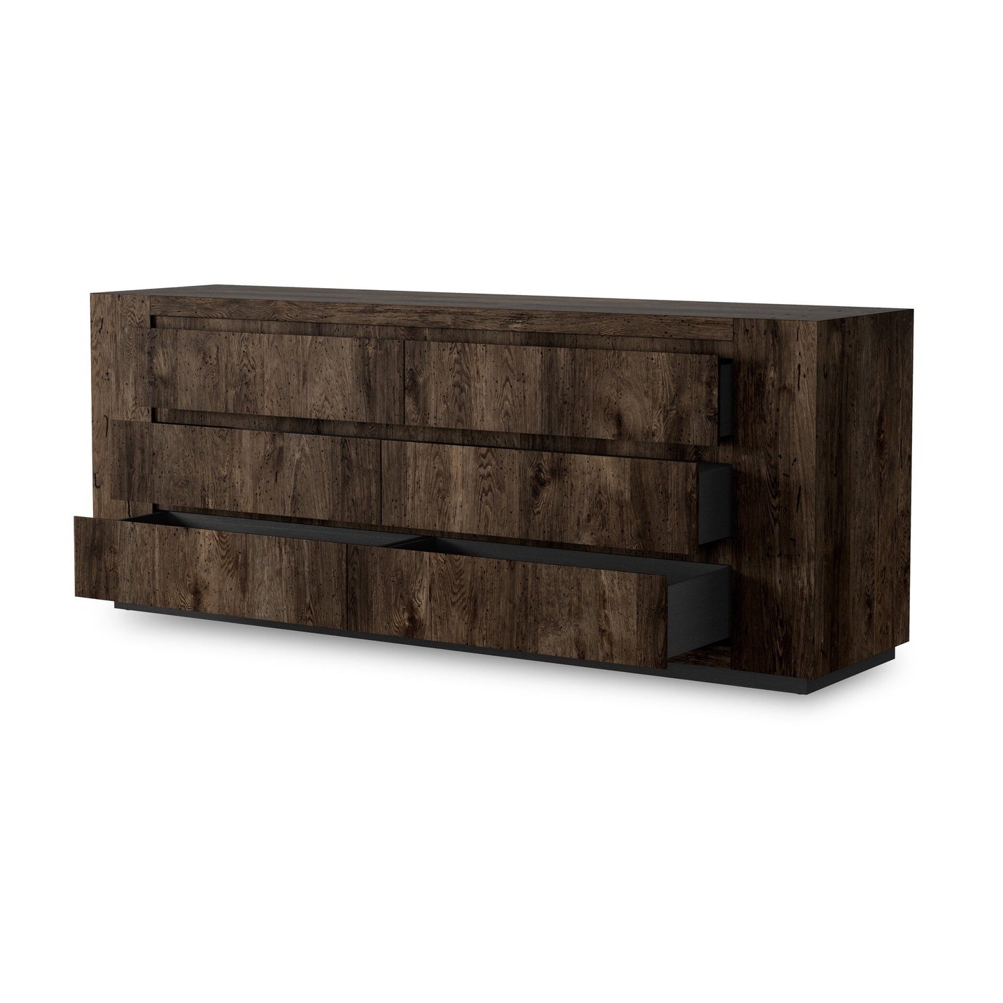 Abaso 6-Drawer Dresser - Ebony Rustic Wormwood Oak.