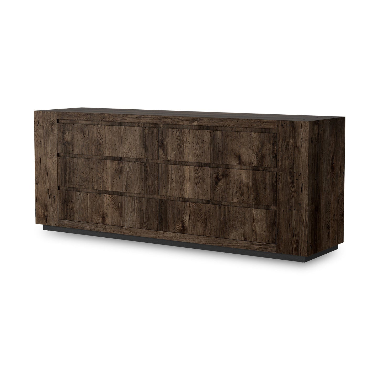 Abaso 6-Drawer Dresser - Ebony Rustic Wormwood Oak.