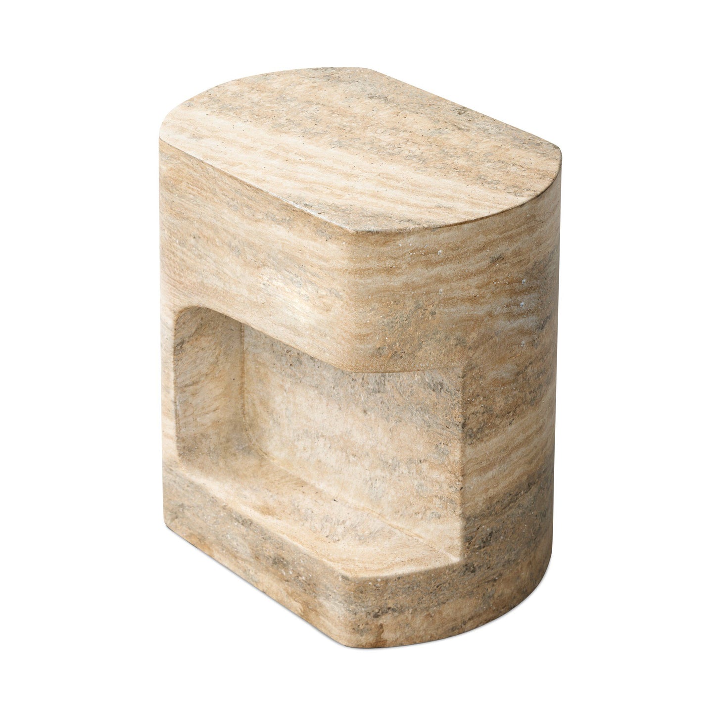 Clementine End Table - Textured Sandy Grey.