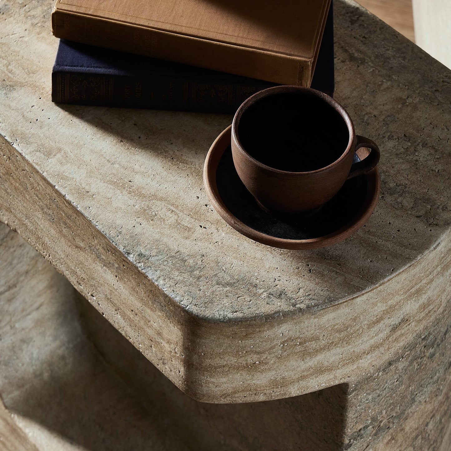 Clementine End Table - Textured Sandy Grey.