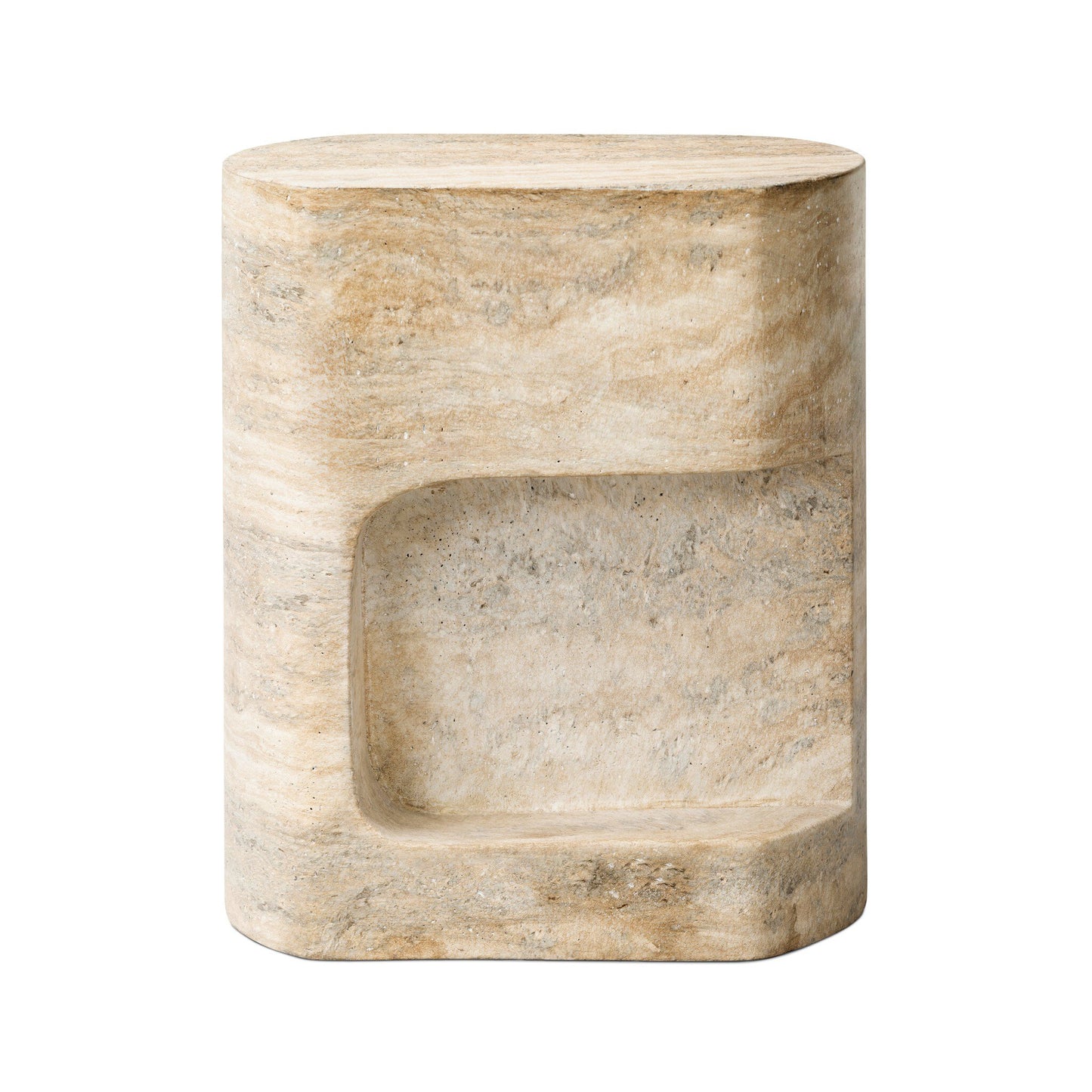 Clementine End Table - Textured Sandy Grey.