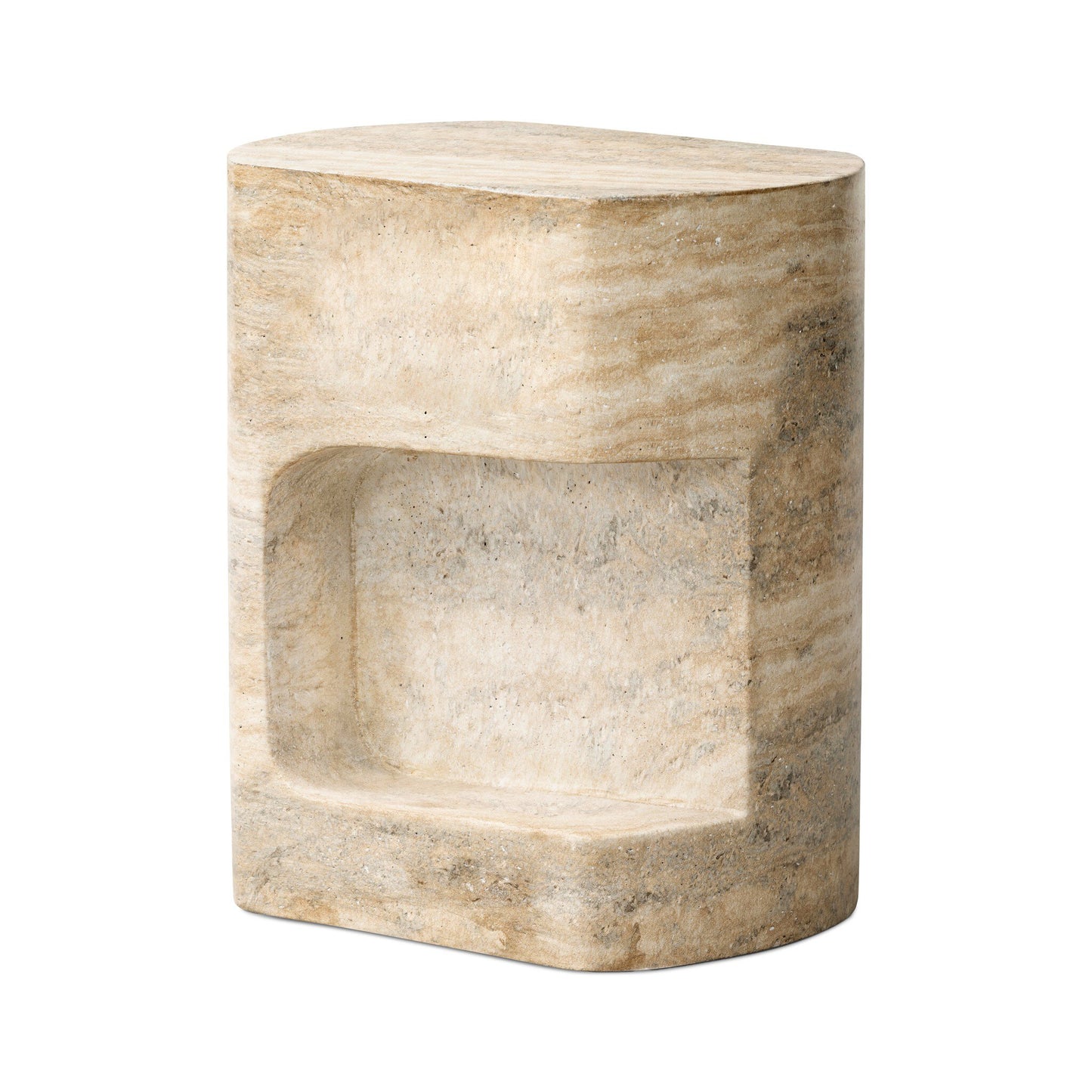 Clementine End Table - Textured Sandy Grey.