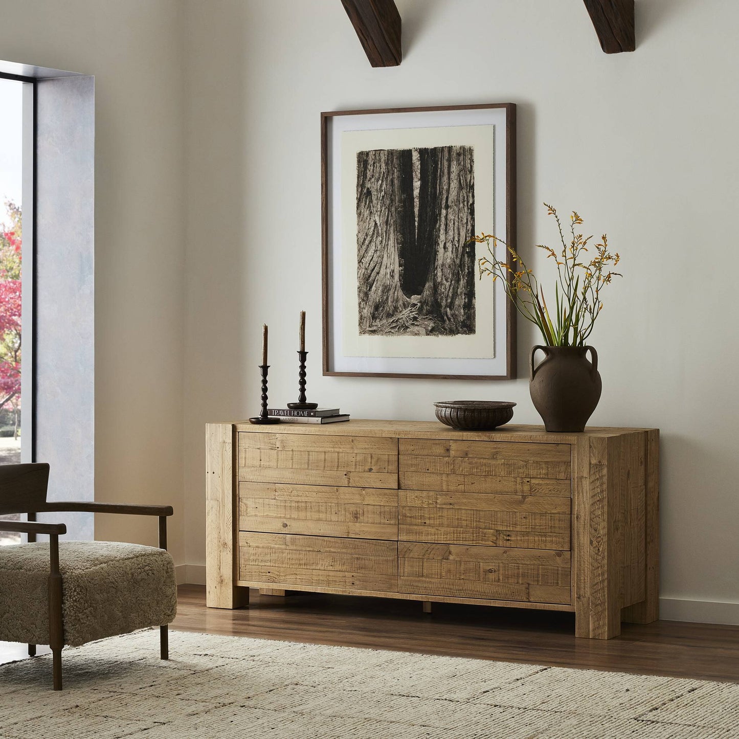 Perot 6 Drawer Dresser - Light Blonde Pine.