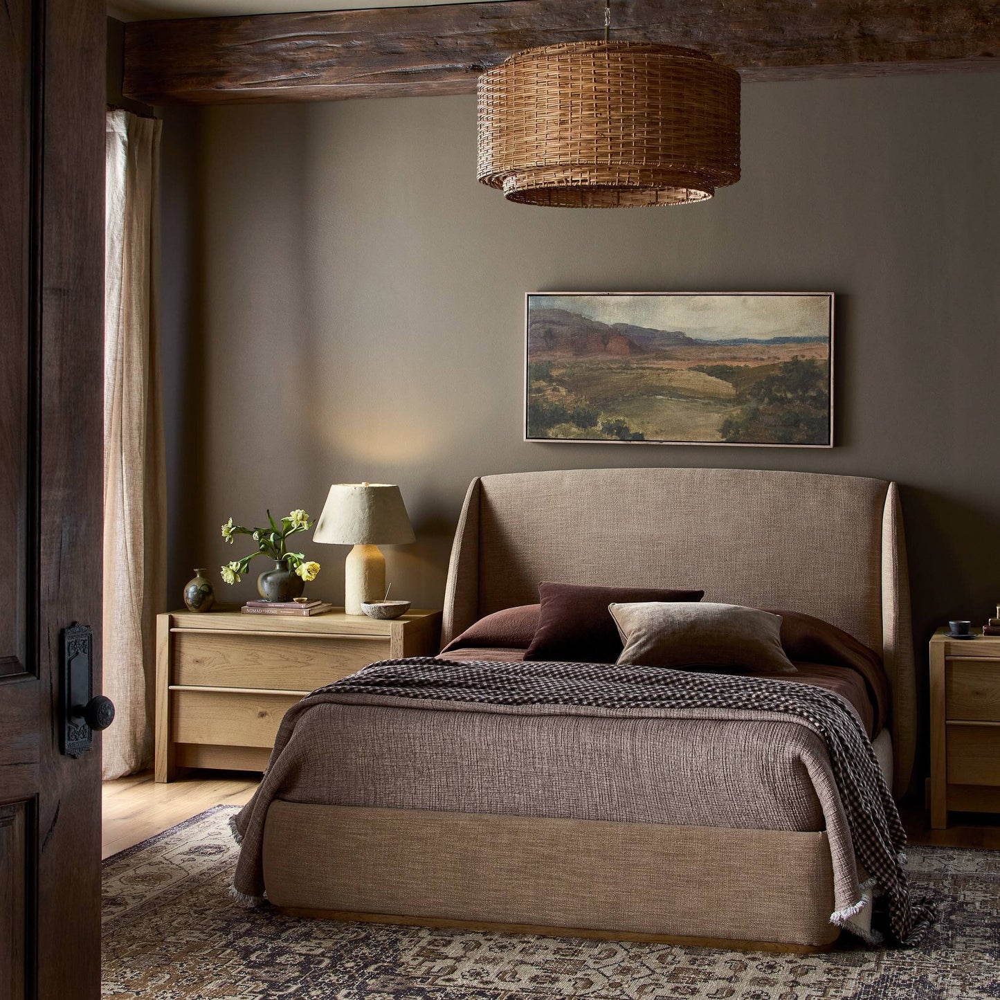 Maeve Upholstered Queen Bed - Laken Taupe.