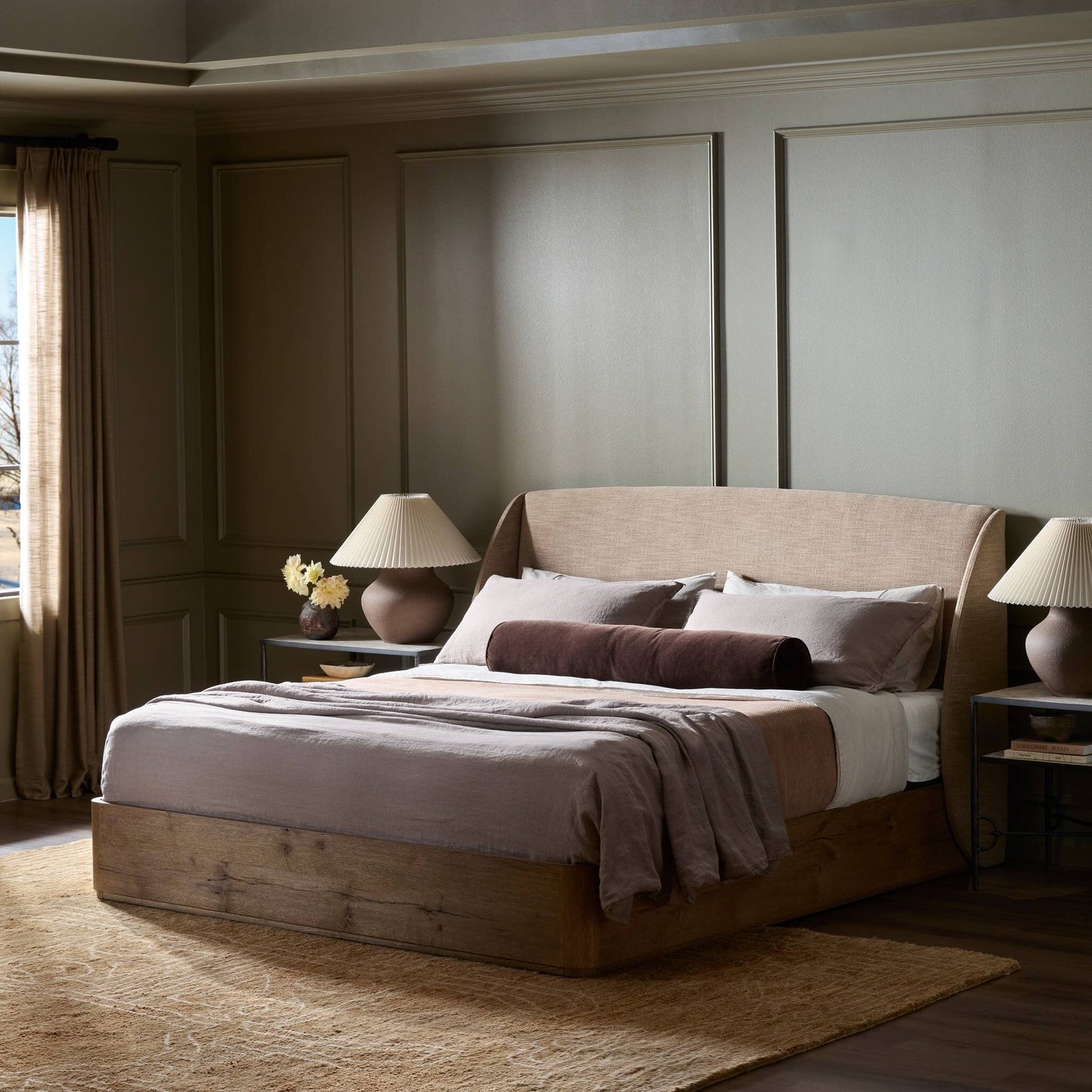 Maeve Queen Bed - Laken Taupe.