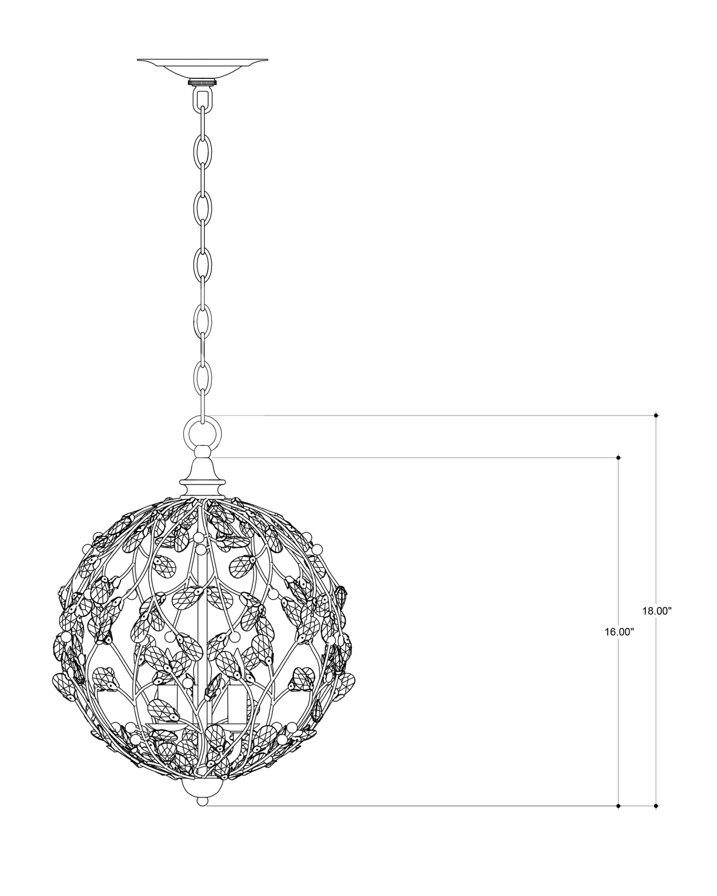Crystal Bud Silver Orb Chandelier.