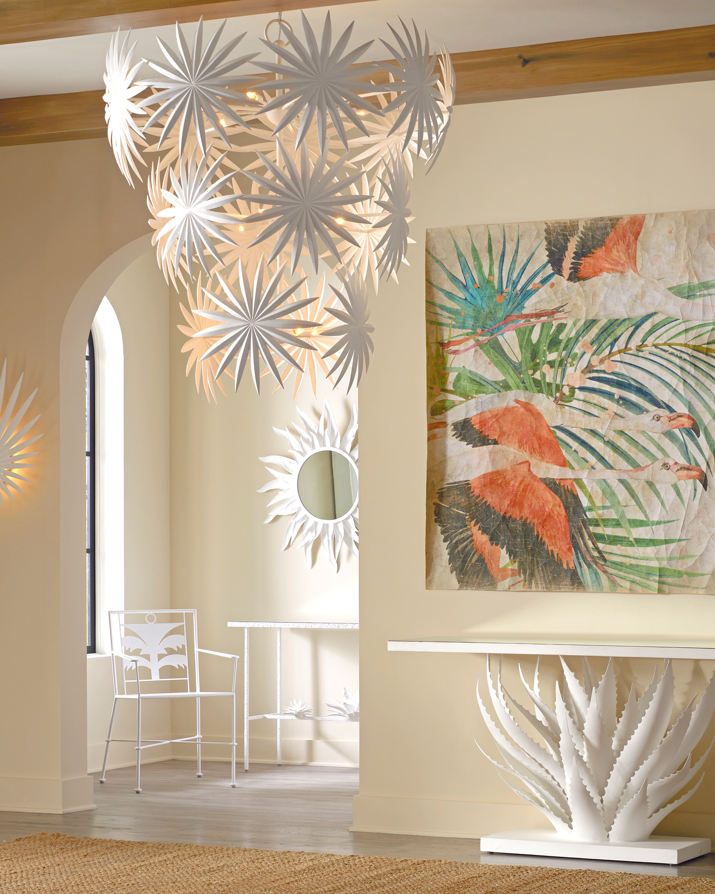 Bismarkia Large White Chandelier.