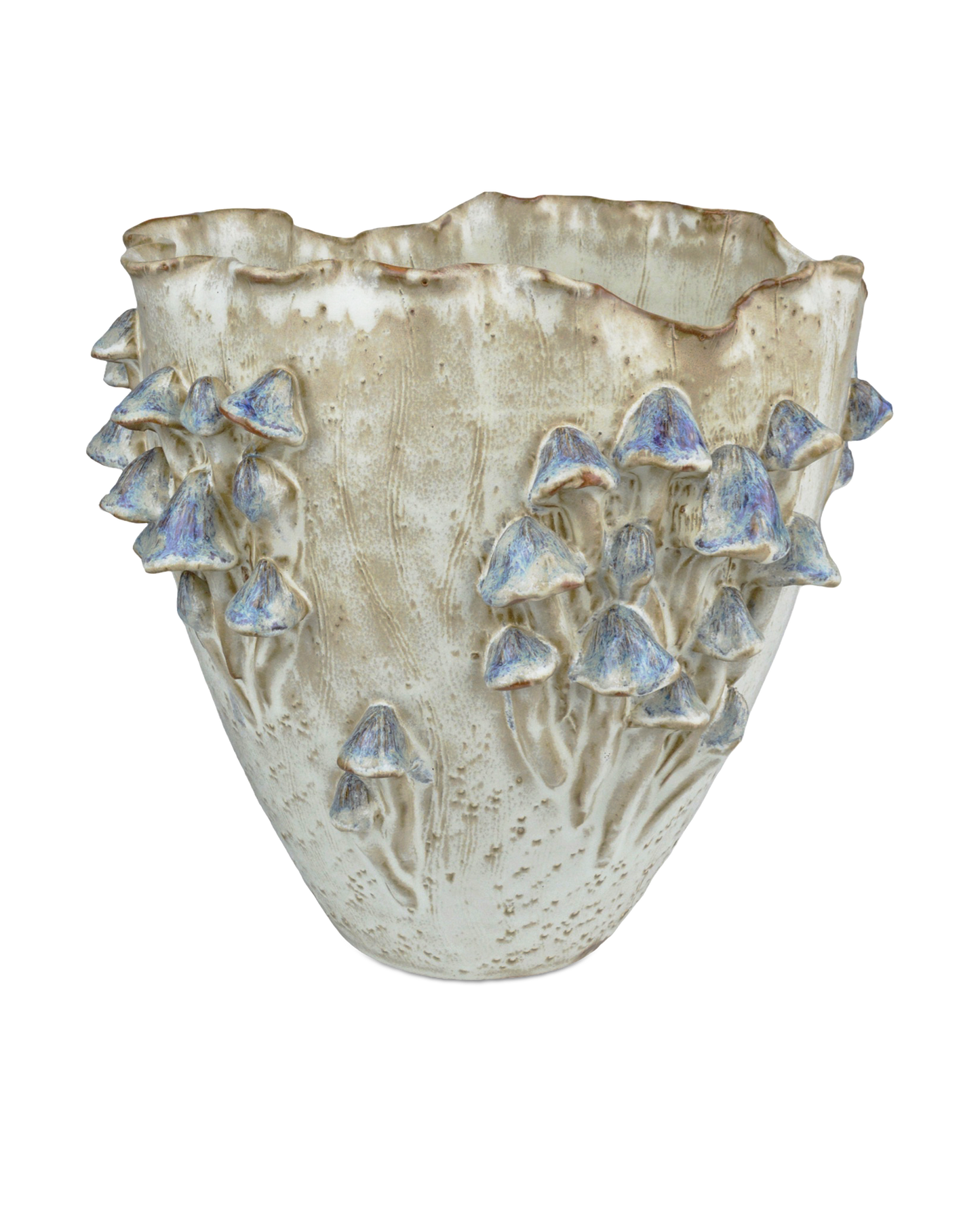 Black Forest Mushrooms Large Ivory Vase.