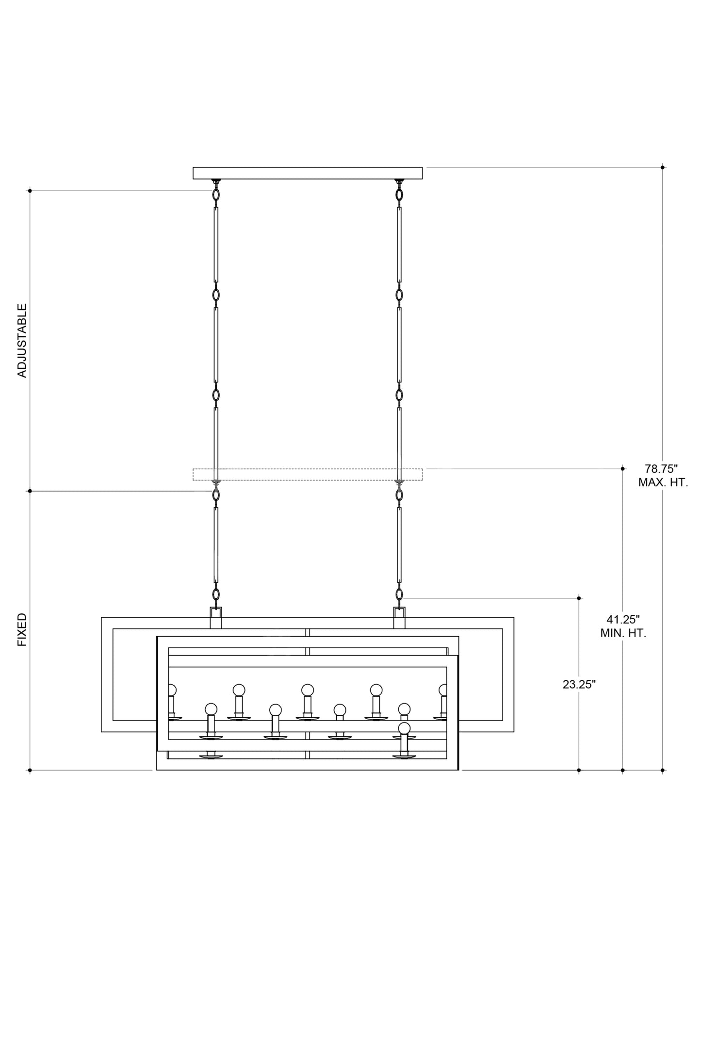 Middleton Rectangular Bronze Chandelier.