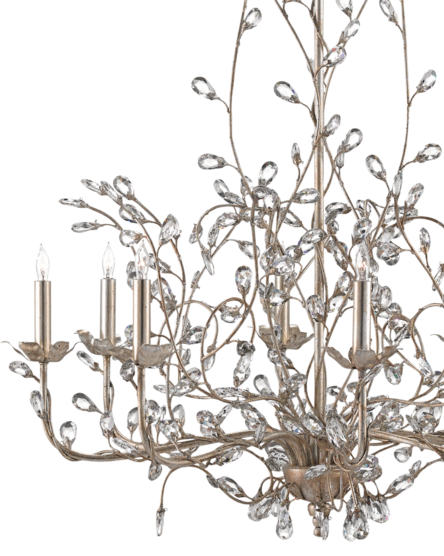 Crystal Bud Large Silver Chandelier.