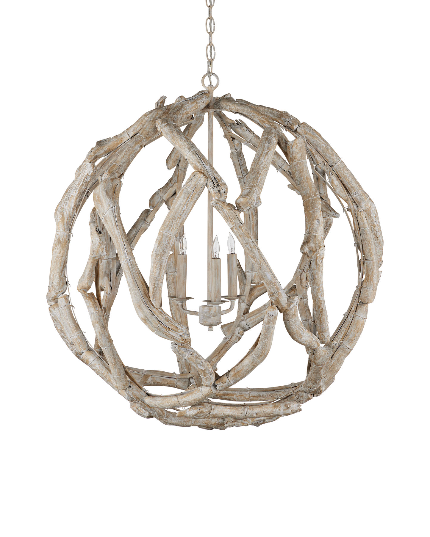 Driftwood Whitewash Orb Chandelier.