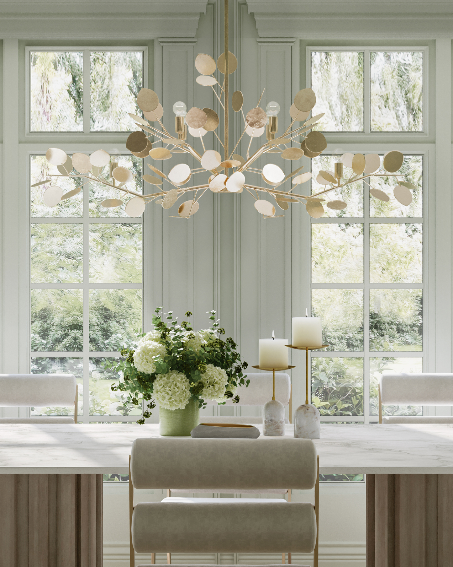 Lunaria Silver Oval Chandelier.