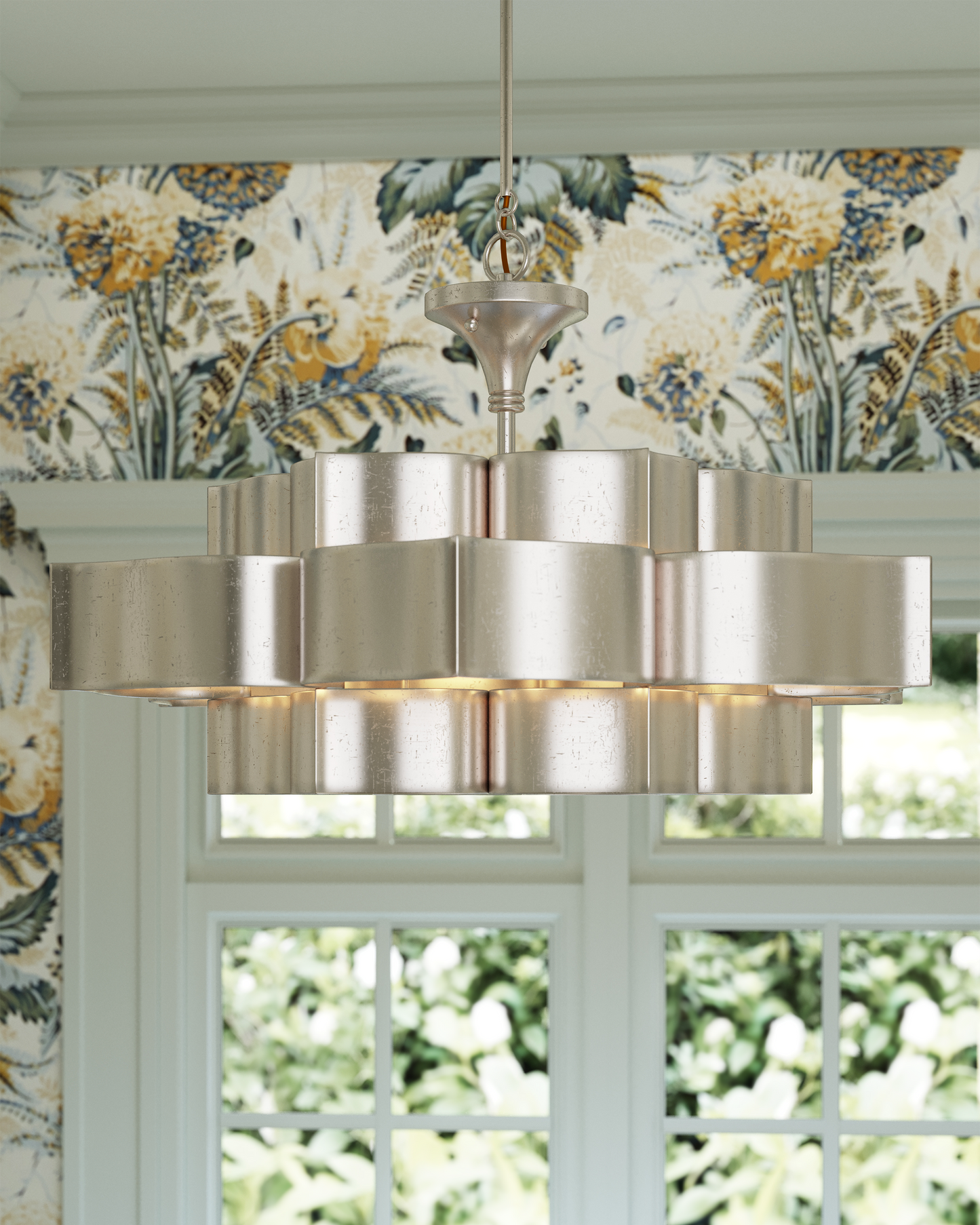 Grand Lotus Large Silver Chandelier.