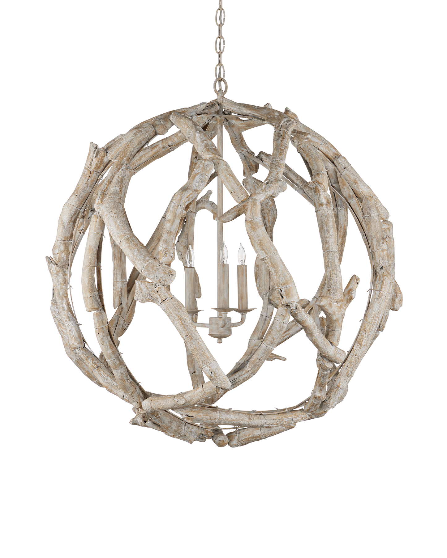 Driftwood Whitewash Orb Chandelier.