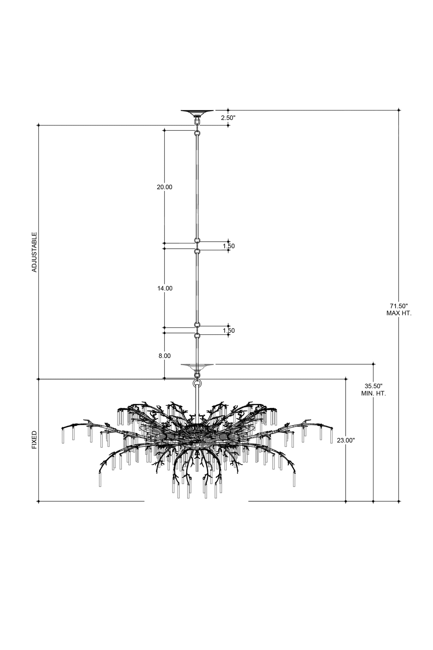 Forest Dawn Silver Chandelier.