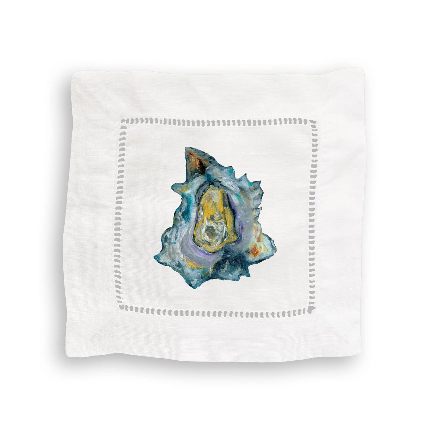 Oysters Linen Cocktail Napkin Set of 4.