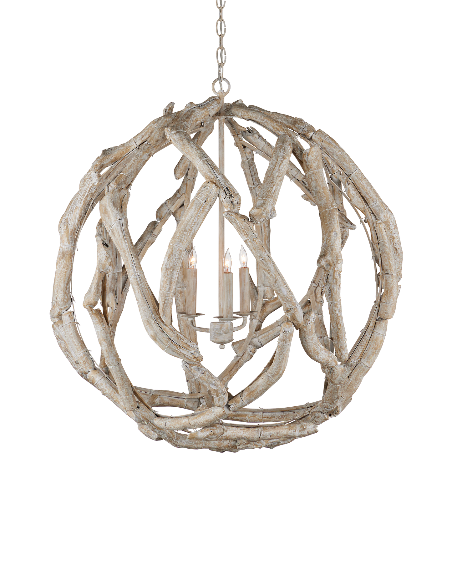 Driftwood Whitewash Orb Chandelier.