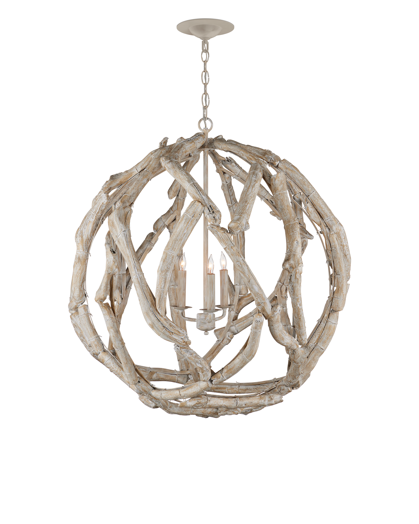 Driftwood Whitewash Orb Chandelier.