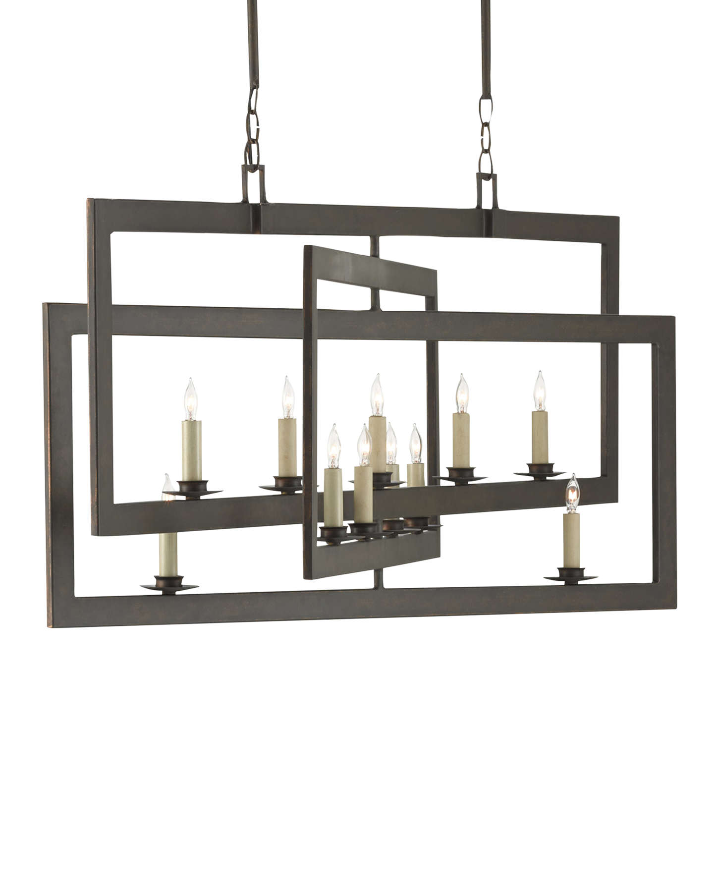 Middleton Rectangular Bronze Chandelier.