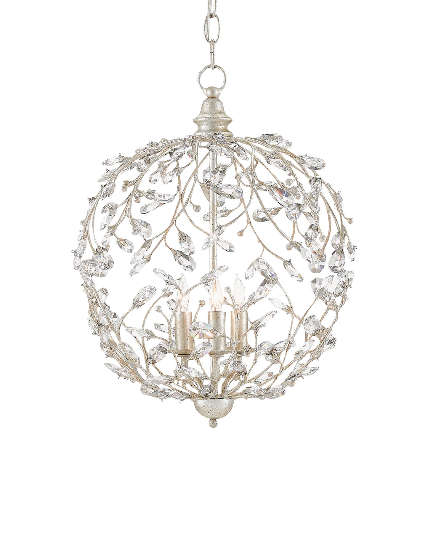 Crystal Bud Silver Orb Chandelier.